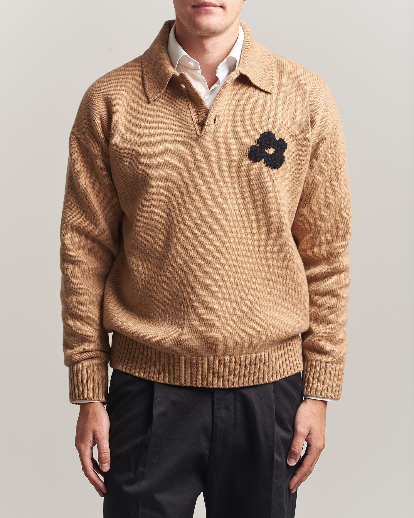 Uomini | Maglieria | Lardini | Knitted Wool/Cashmere Polo Brown