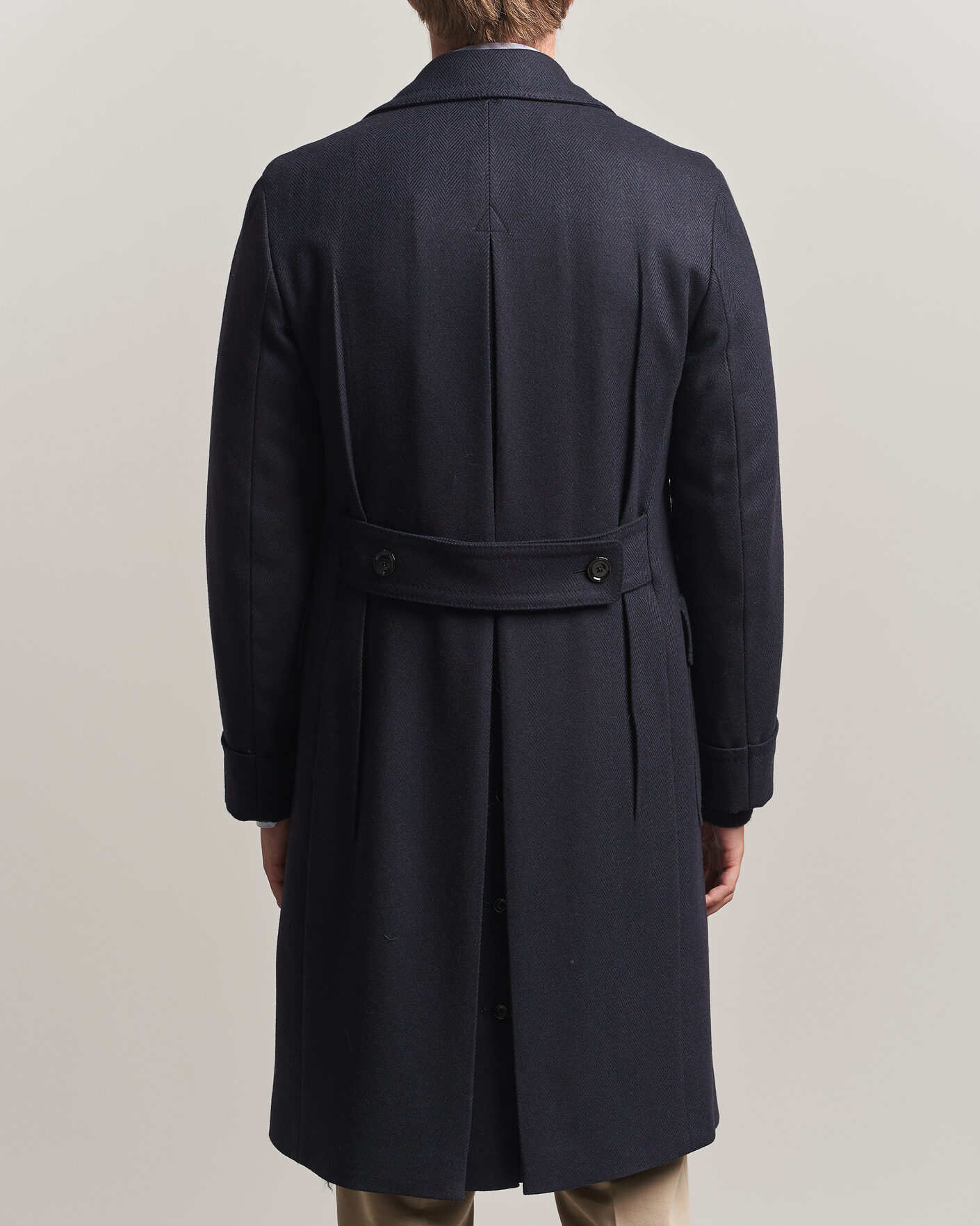 Uomini | Giacche | Lardini | Ulster Wool/Cashmere Tonal Herringbone Coat Navy