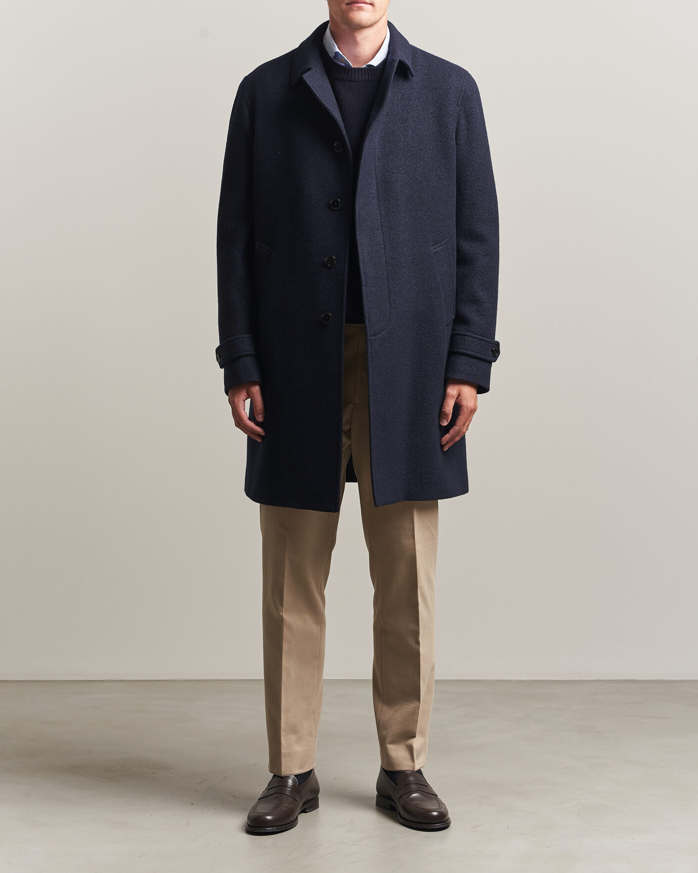 Uomini | Giacche | Lardini | Wool/Cashmere Boucle Car Coat Navy