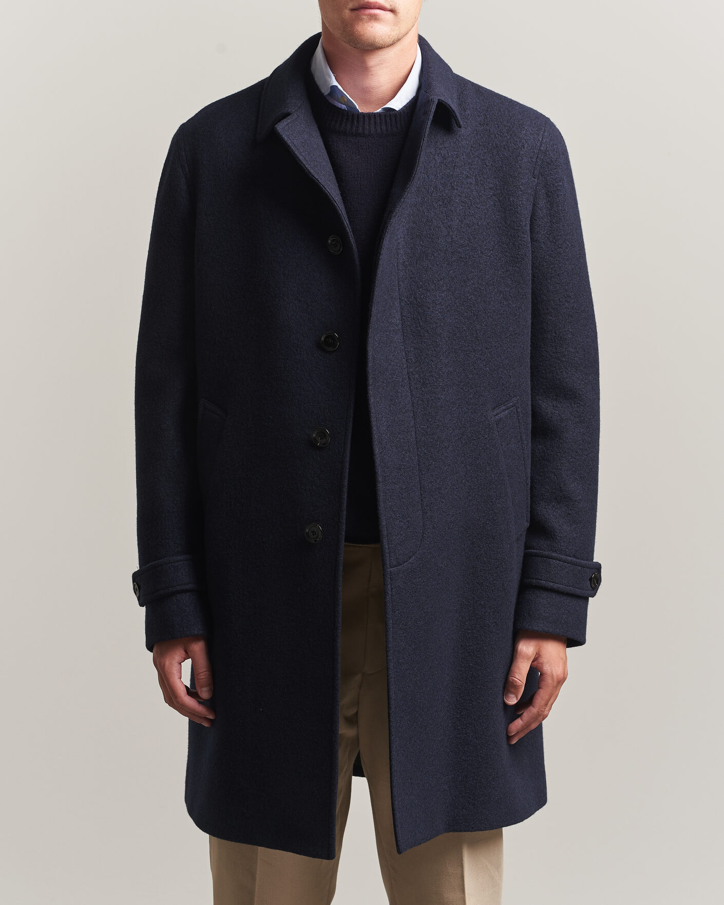 Uomini | Giacche | Lardini | Wool/Cashmere Boucle Car Coat Navy