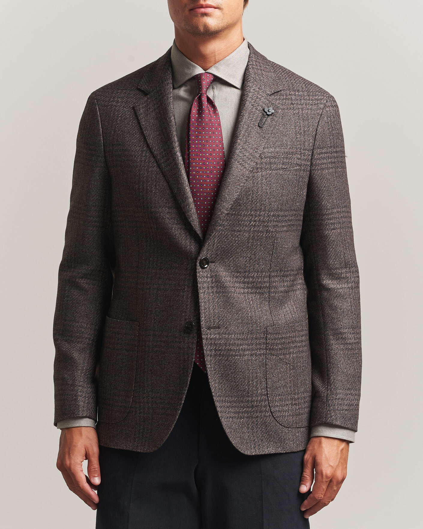 Uomini | Blazers | Lardini | Wool Structure Checked Blazer Brown