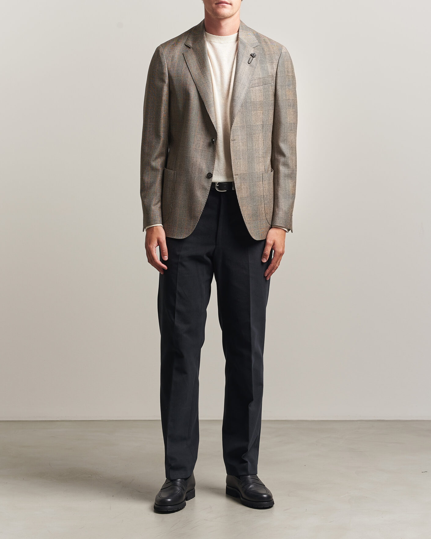 Uomini | Blazers | Lardini | Wool Prince of Wales Check Blazer Brown