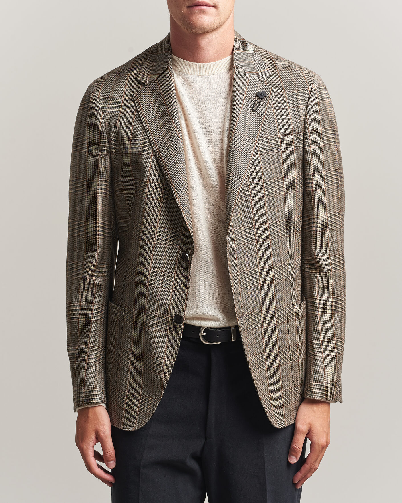 Uomini | Blazers | Lardini | Wool Prince of Wales Check Blazer Brown