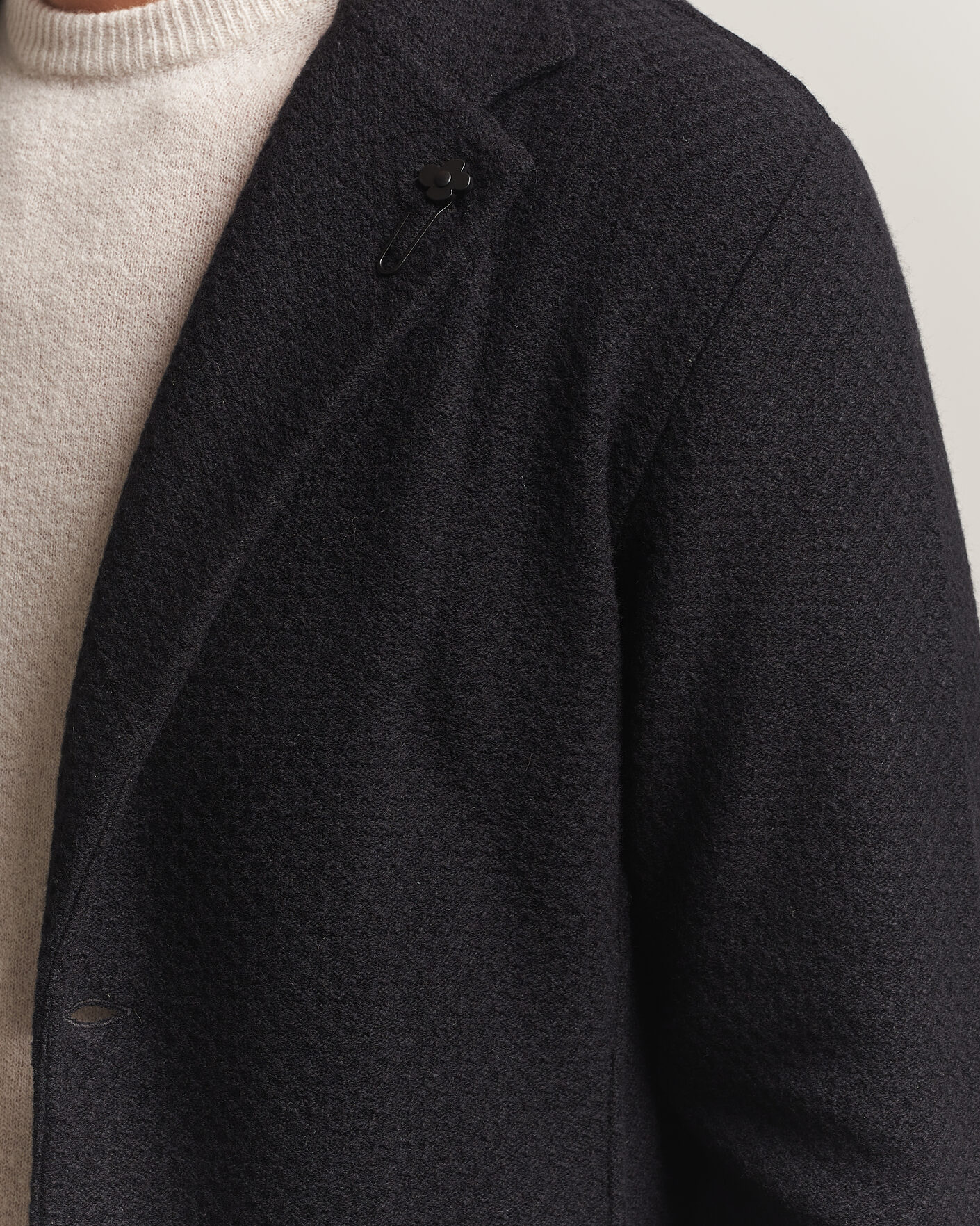 Uomini | Blazers | Lardini | Knitted Structure Wool/Cashmere Blazer Black