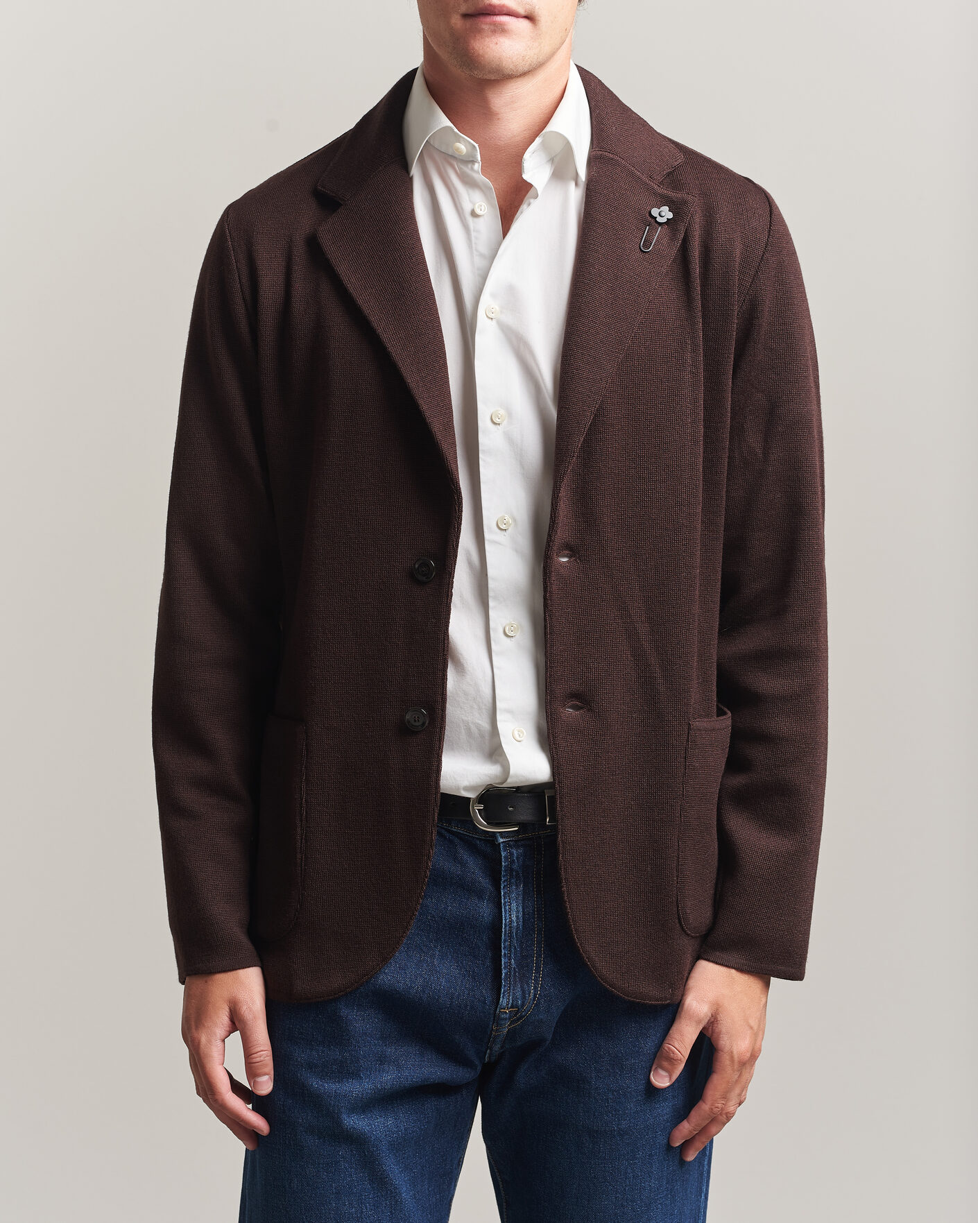 Uomini | Blazers | Lardini | Knitted Wool Blazer Brown