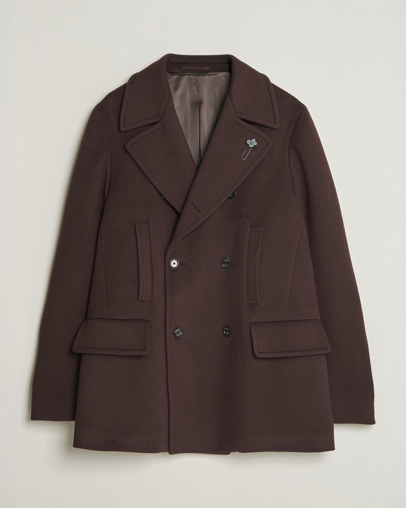 Uomini | Giacche | Lardini | Wool Peacoat Brown
