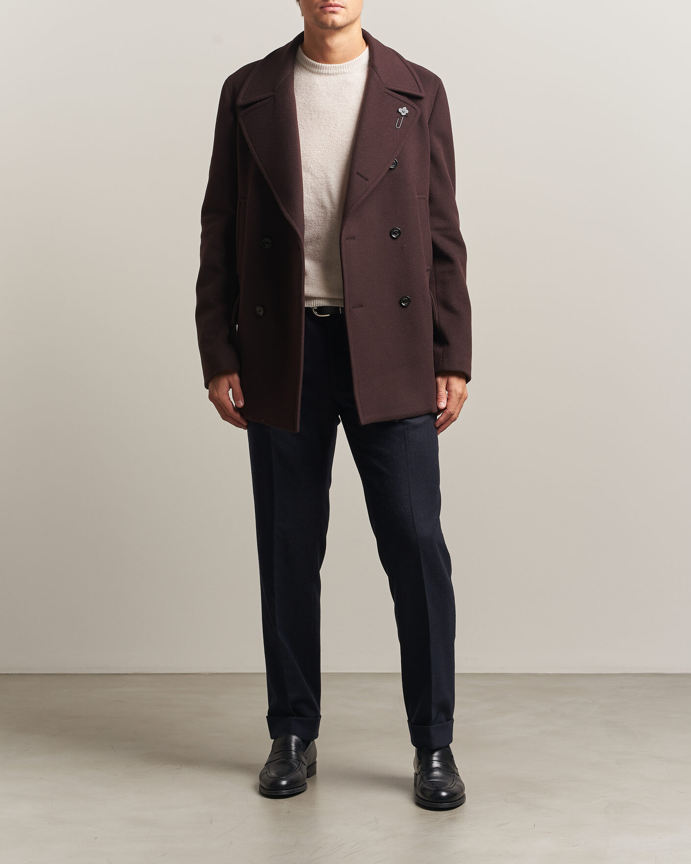 Uomini | Giacche | Lardini | Wool Peacoat Brown