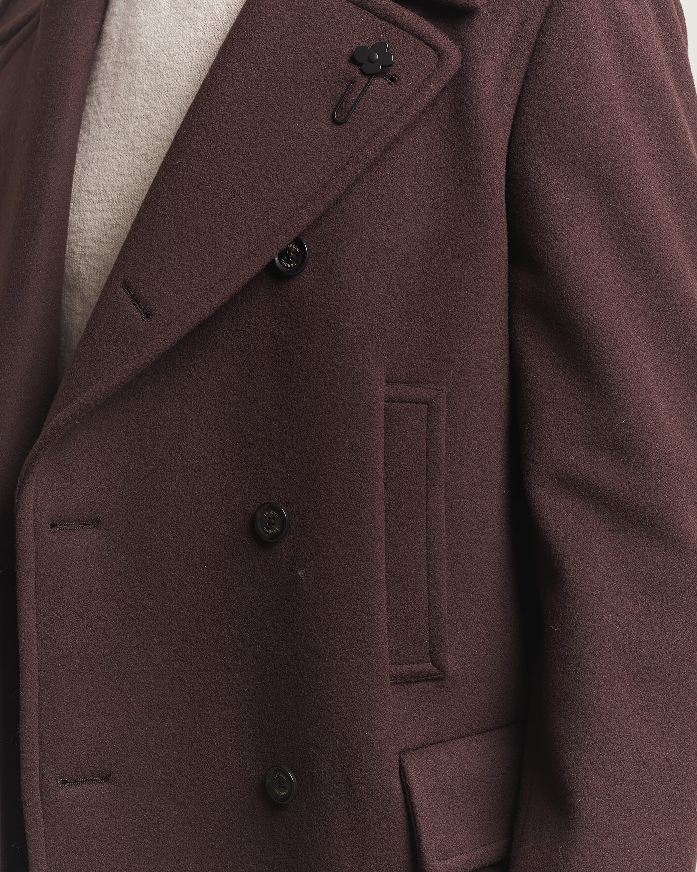 Uomini | Giacche | Lardini | Wool Peacoat Brown