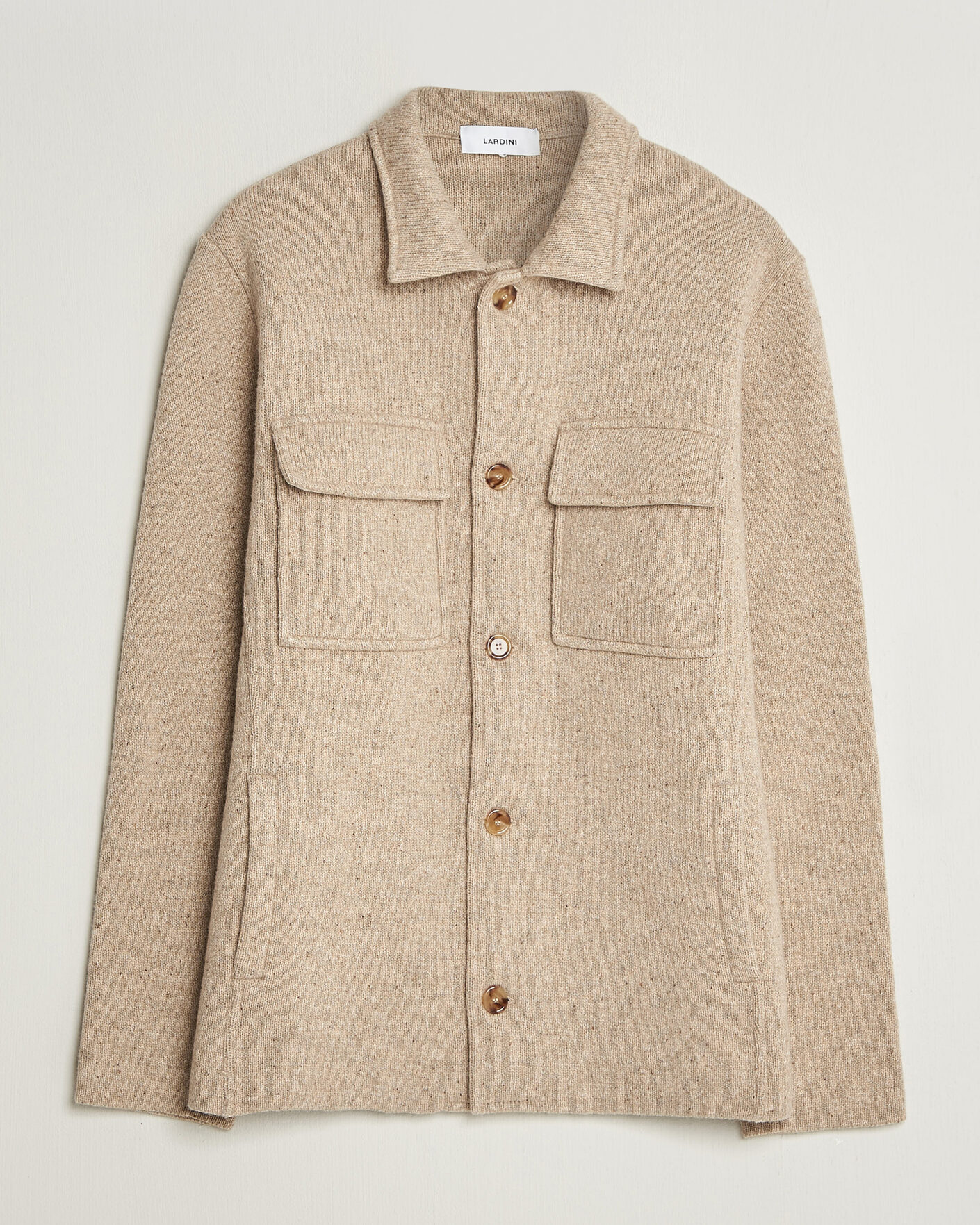 Uomini | Maglieria | Lardini | Knitted Shirt Jacket Beige