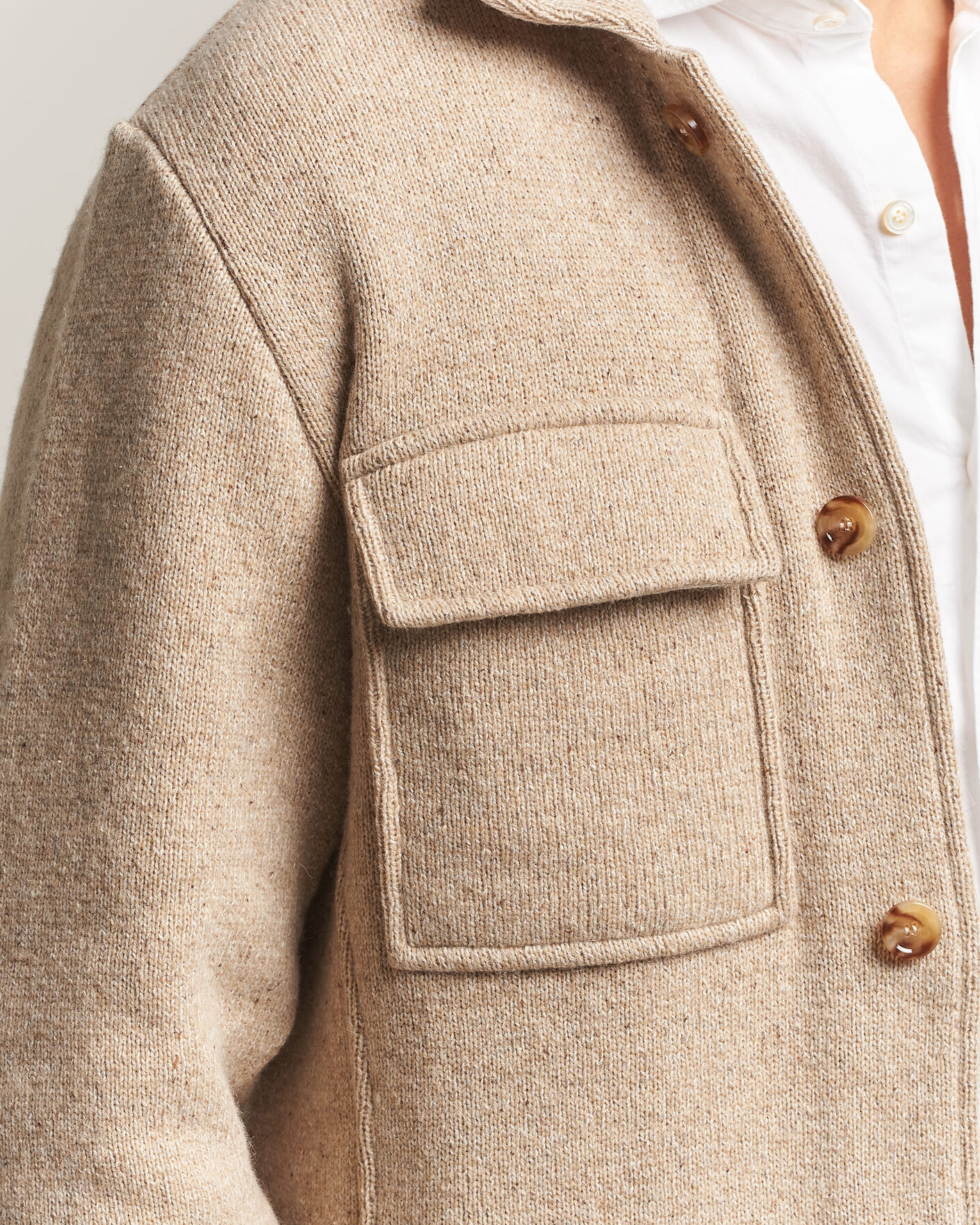 Uomini | Maglieria | Lardini | Knitted Shirt Jacket Beige