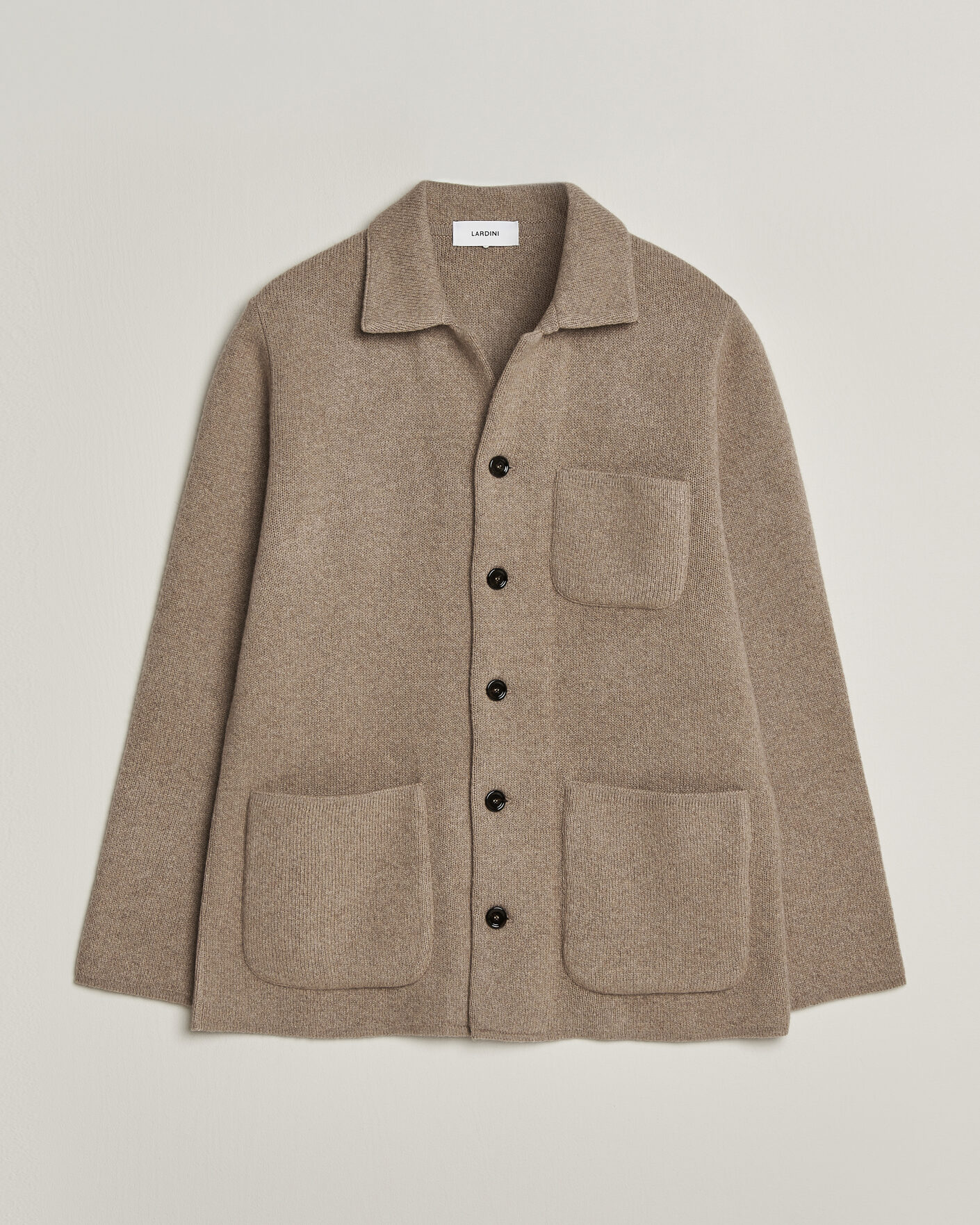 Uomini | Maglieria | Lardini | Knitted Cashmere Overshirt Light Brown