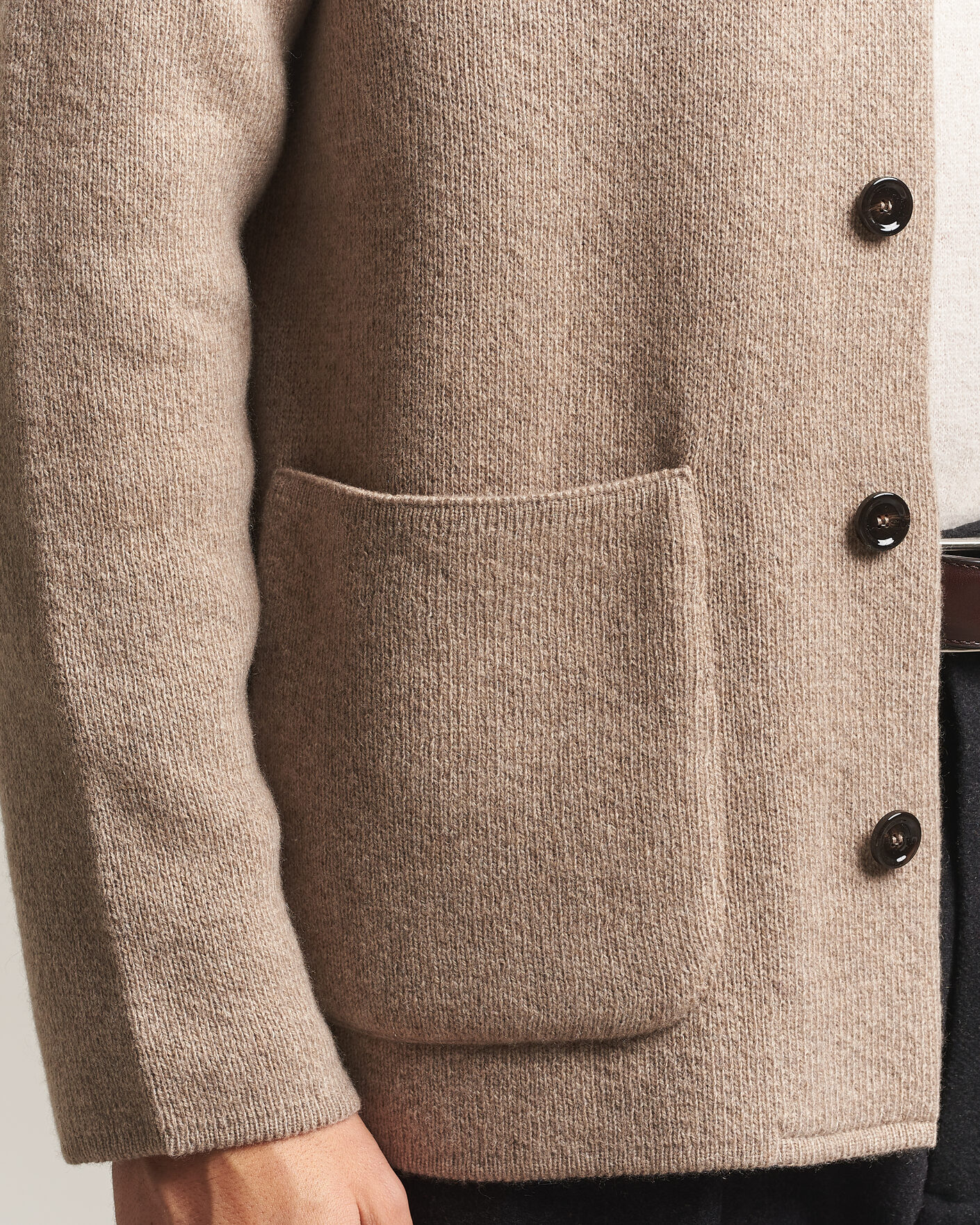 Uomini | Maglieria | Lardini | Knitted Cashmere Overshirt Light Brown