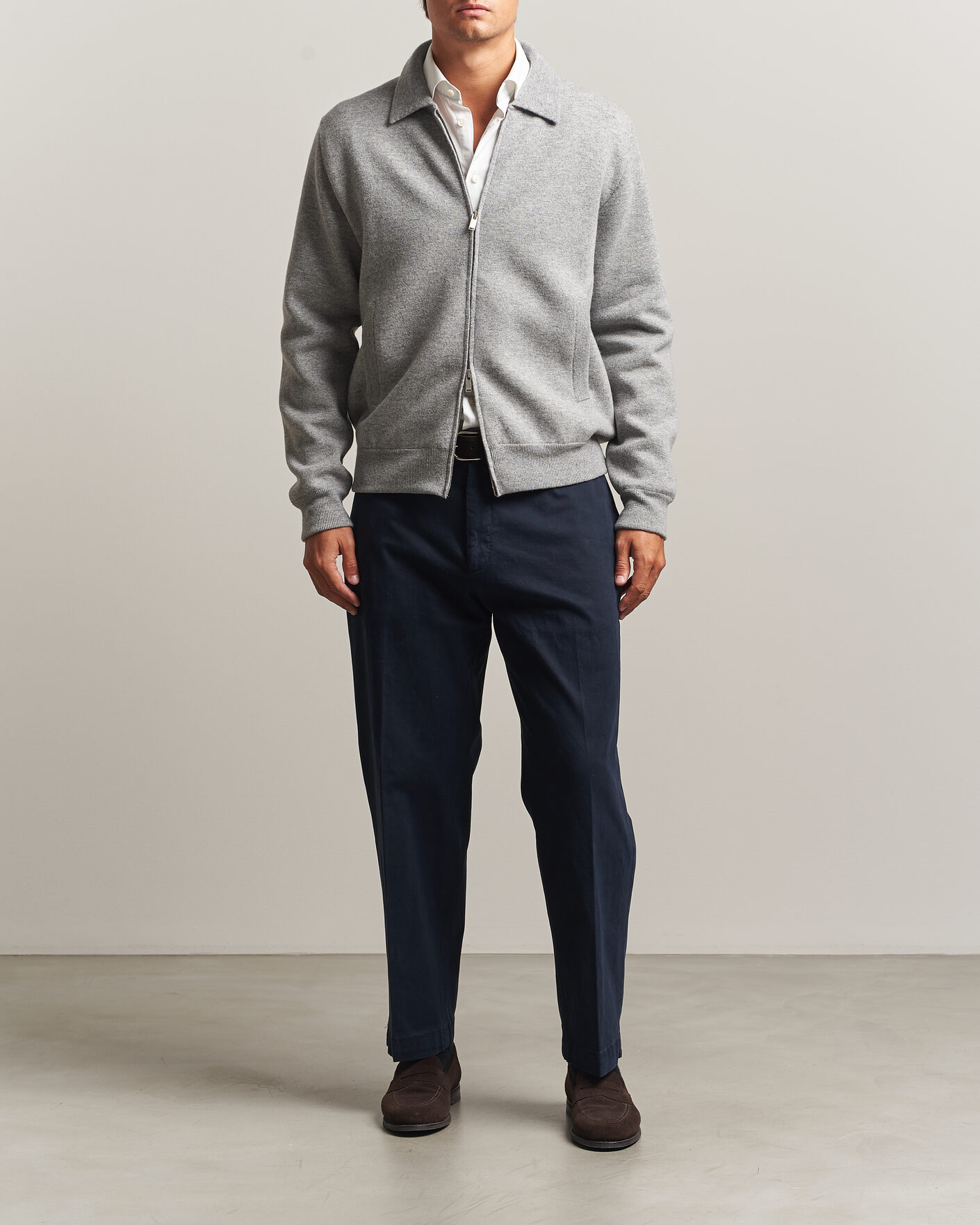 Uomini | Giacche | Lardini | Knitted Wool Bomber Jacket Grey