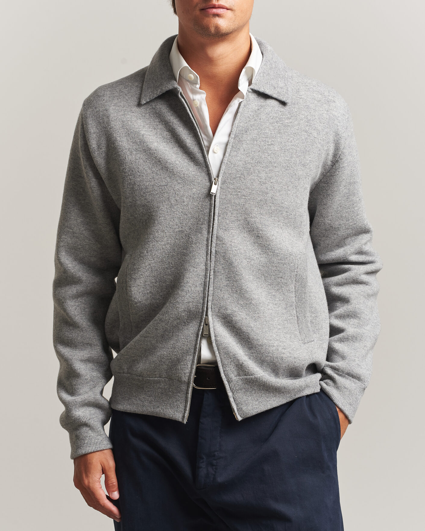 Uomini | Giacche | Lardini | Knitted Wool Bomber Jacket Grey