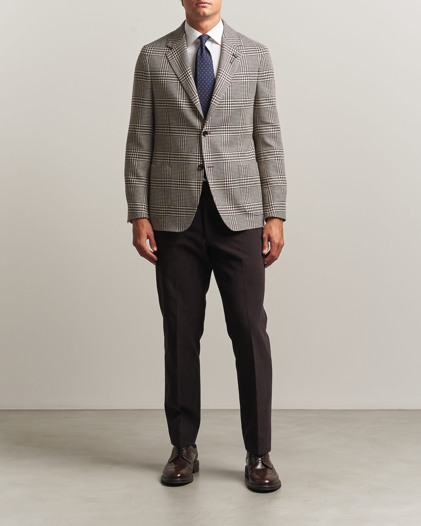 Uomini | Blazers | Lardini | Wool/Cashmere Checked Blazer Brown