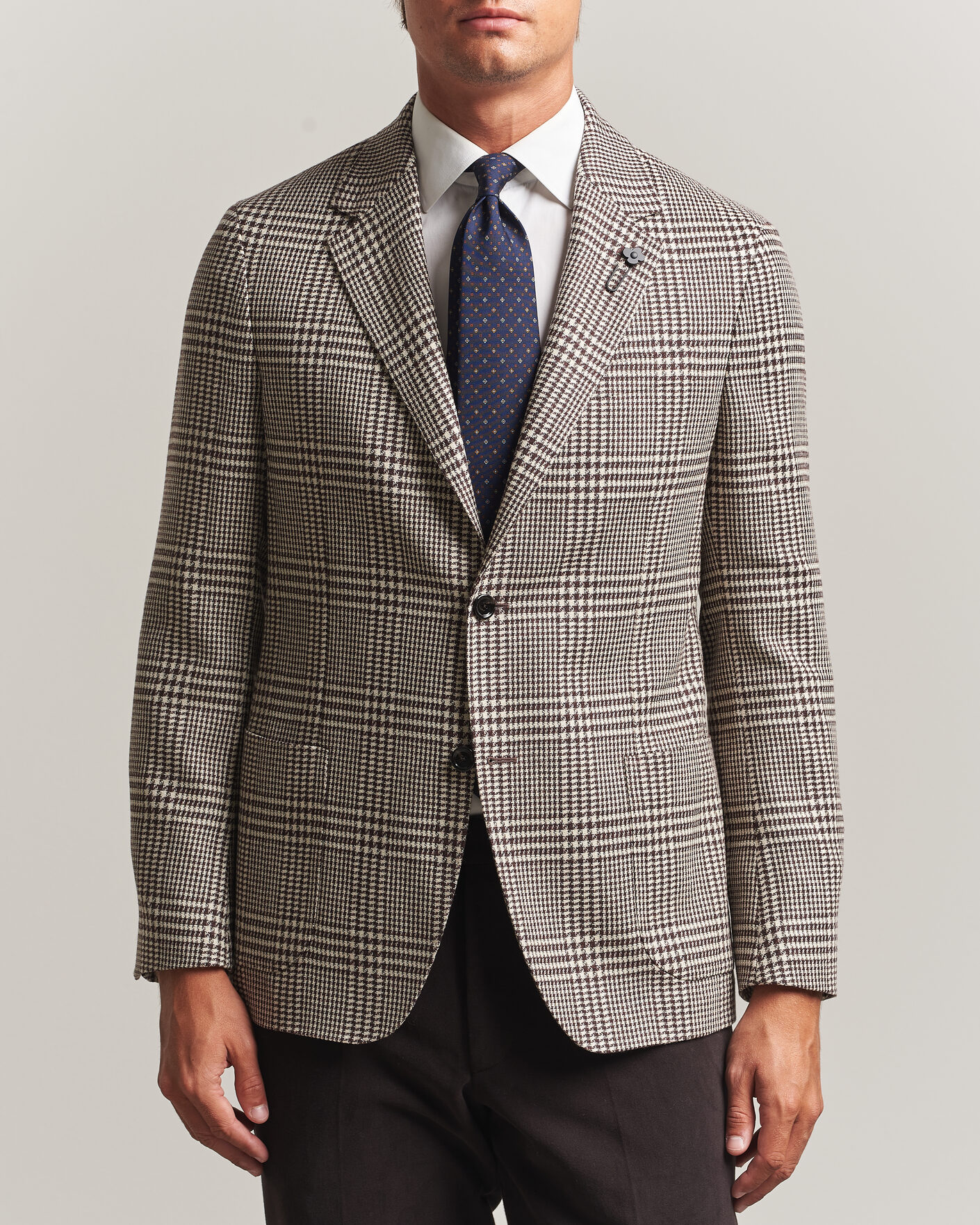 Uomini | Blazers | Lardini | Wool/Cashmere Checked Blazer Brown