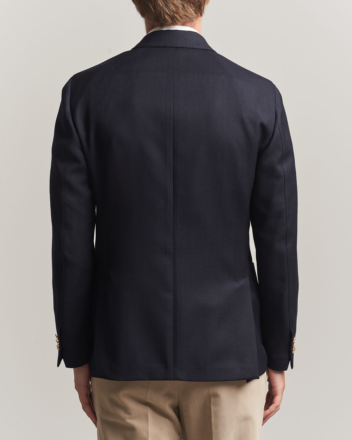 Uomini | Blazers | Lardini | Double Breasted Herringbone Wool Blazer Navy