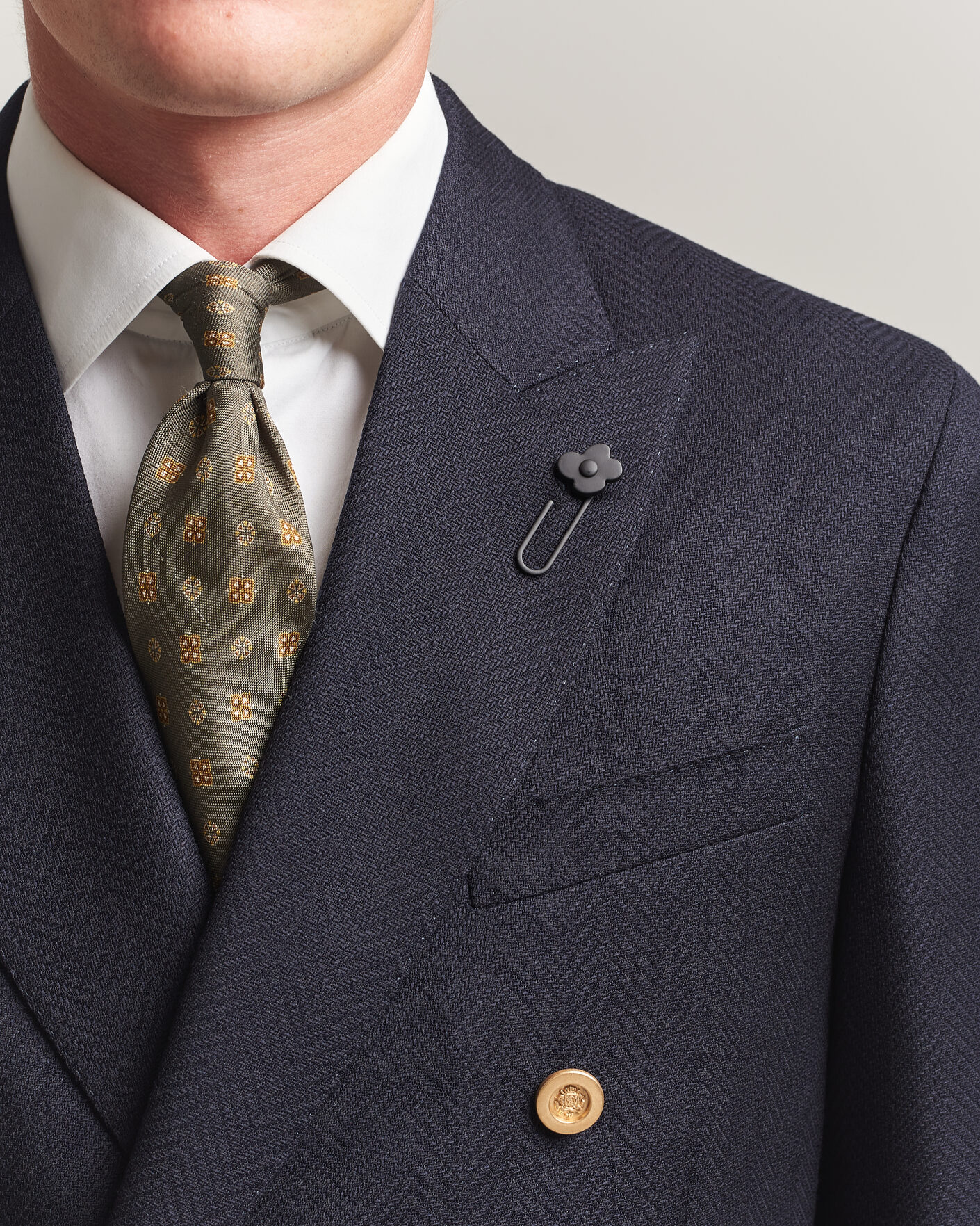 Uomini | Blazers | Lardini | Double Breasted Herringbone Wool Blazer Navy