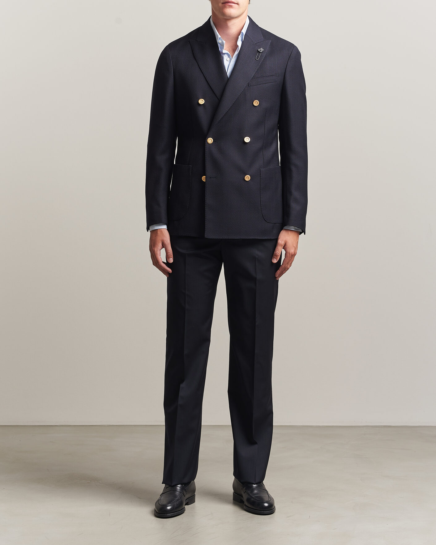 Uomini | Pantaloni | Lardini | Straight Fit Wool Trousers Navy