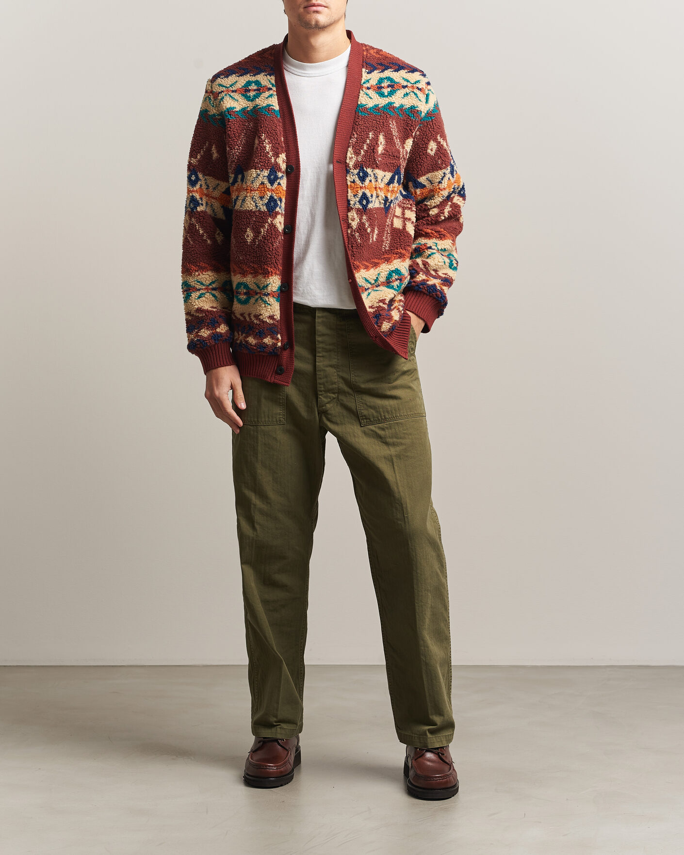 Uomini | Pantaloni | orSlow | Vintage Fit Herringbone Fatigue Pants Army Green