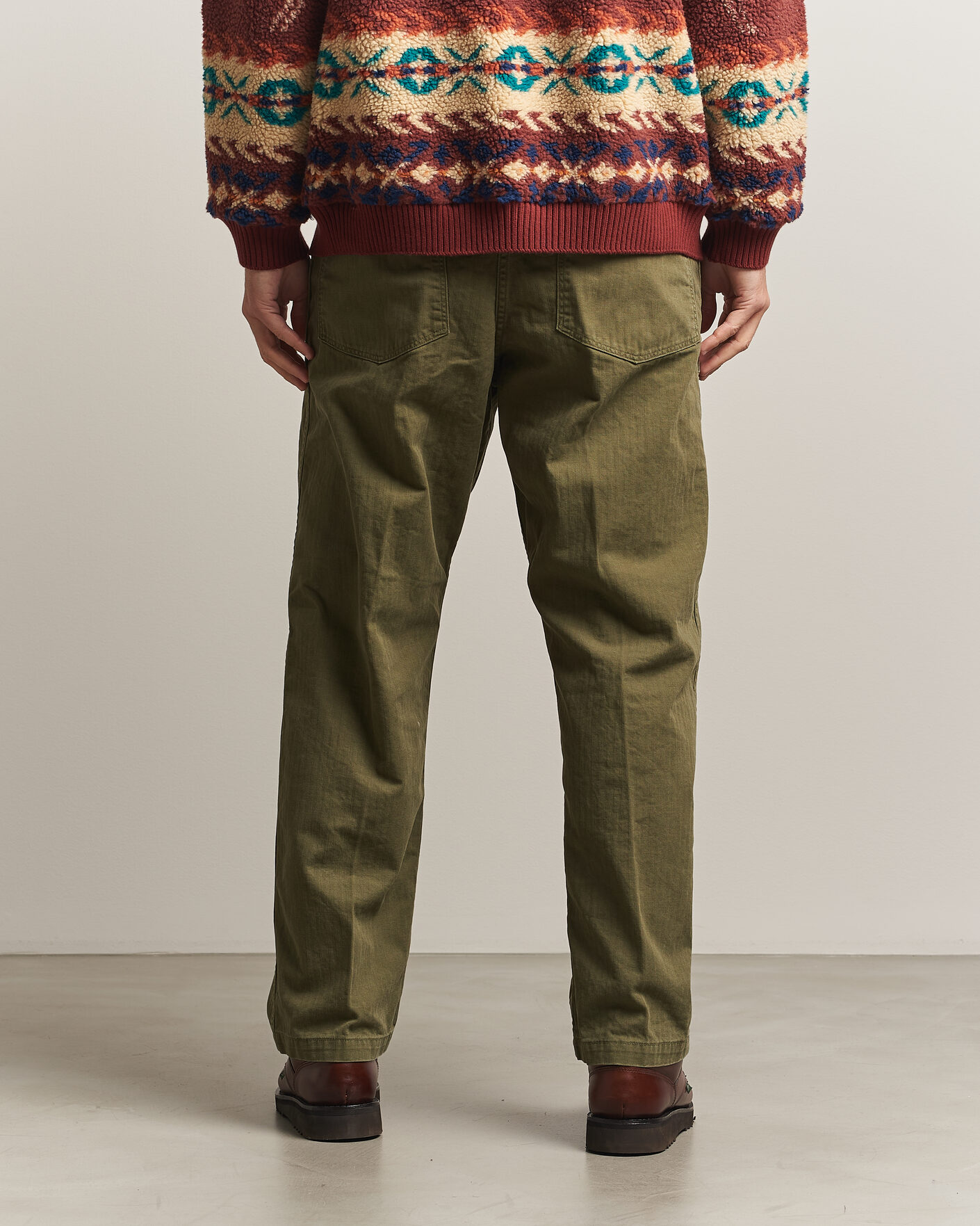 Uomini | Pantaloni | orSlow | Vintage Fit Herringbone Fatigue Pants Army Green