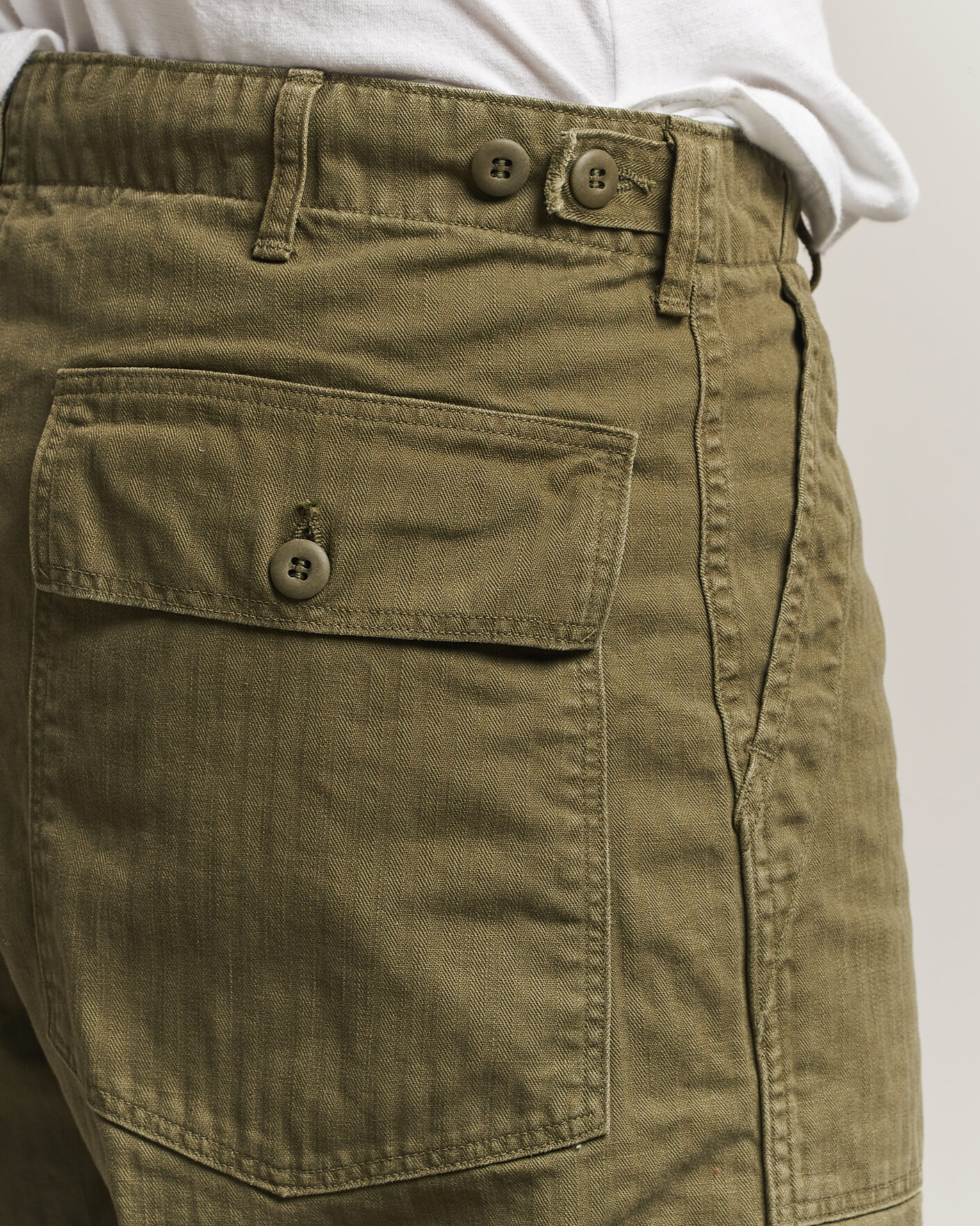 Uomini | Pantaloni | orSlow | Vintage Fit Herringbone Fatigue Pants Army Green
