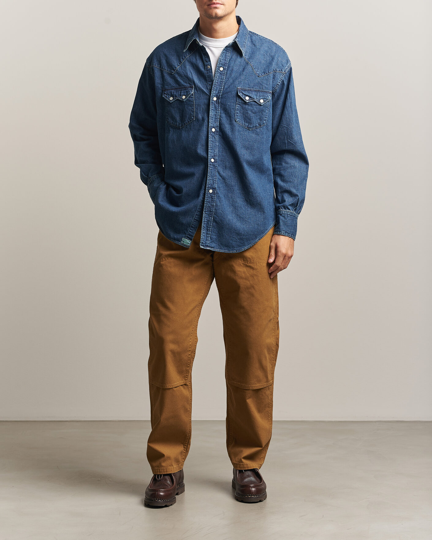 Uomini | Pantaloni | orSlow | Double Knee Work Trousers Brown
