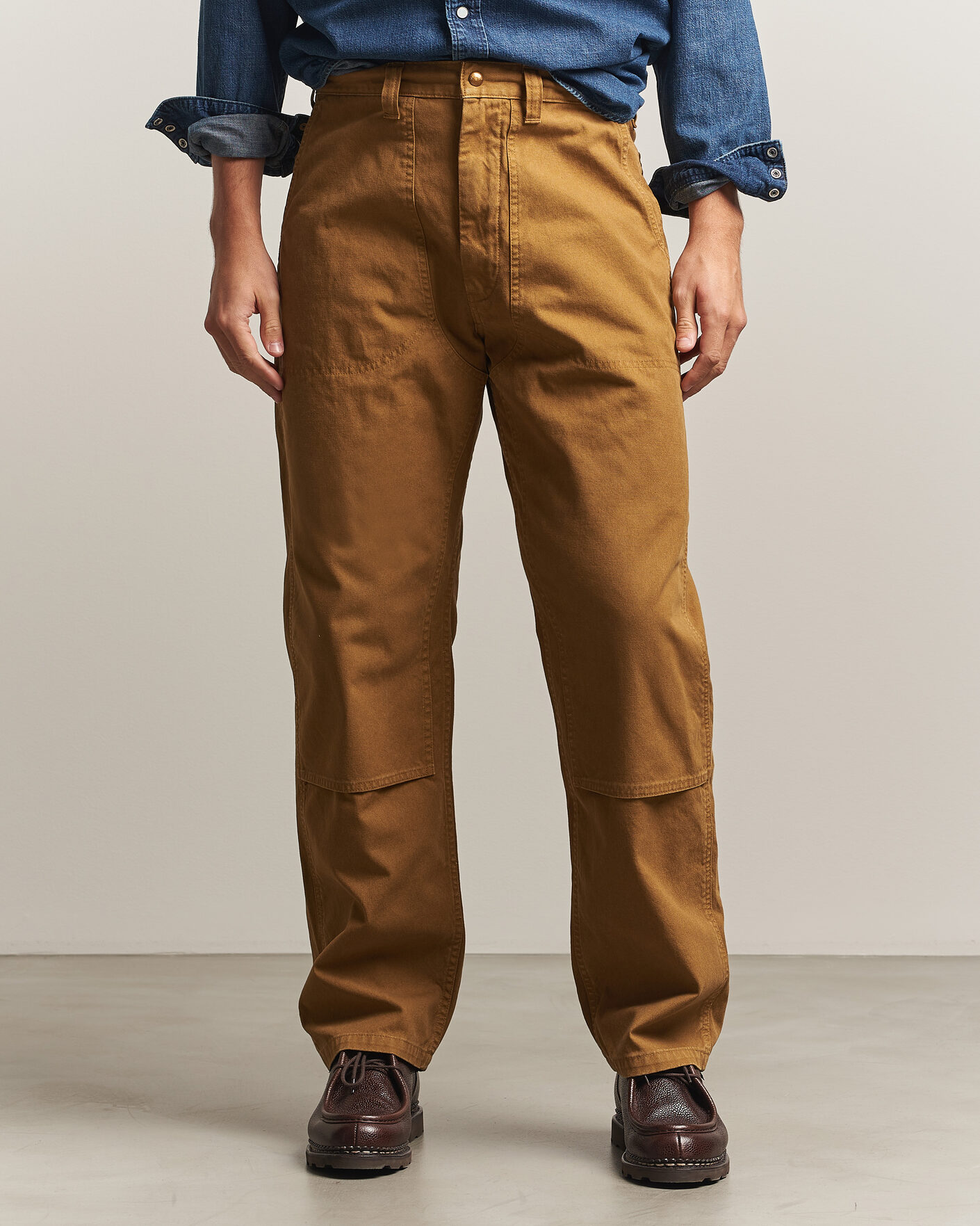 Uomini | Pantaloni | orSlow | Double Knee Work Trousers Brown