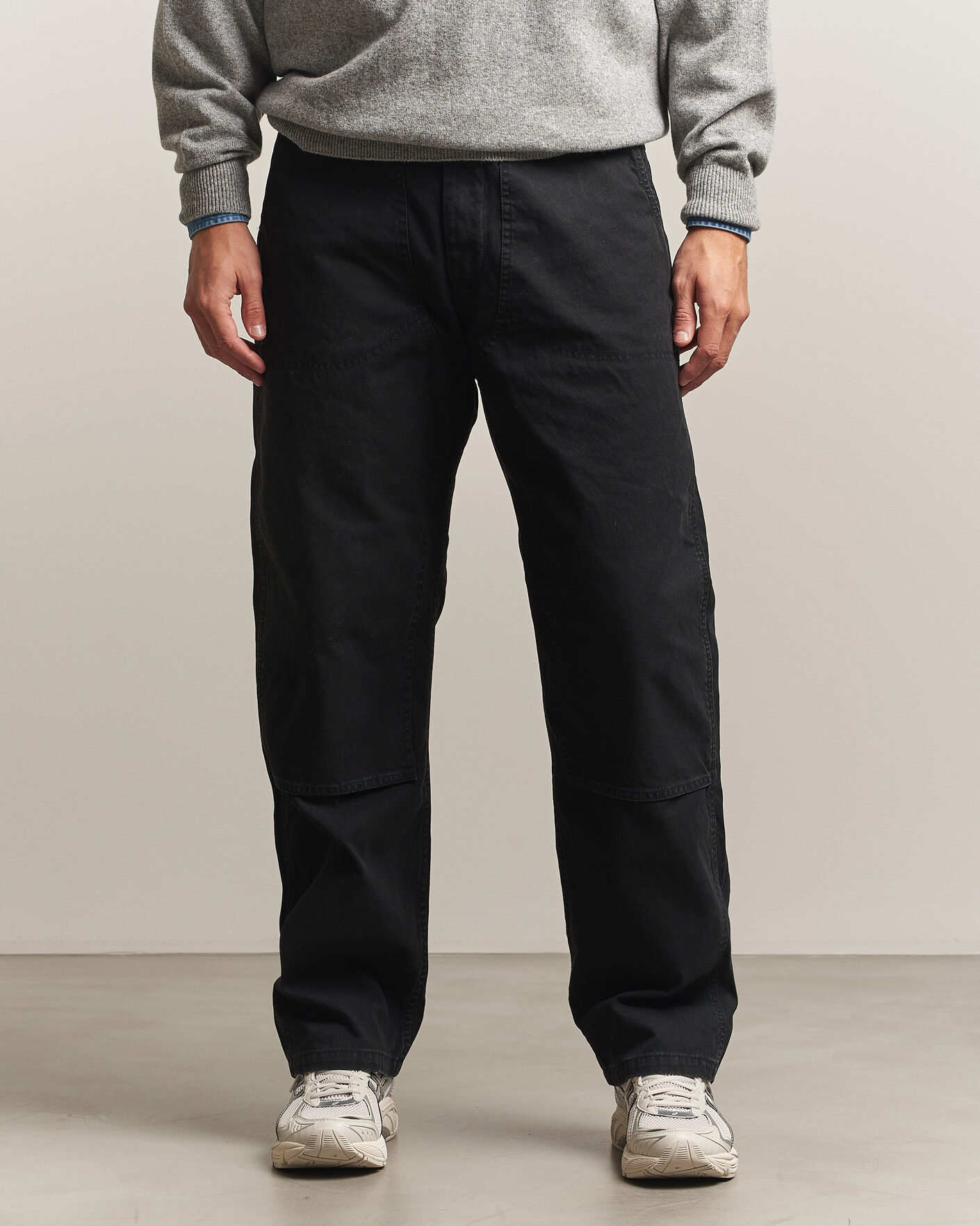 Uomini | Pantaloni | orSlow | Double Knee Work Trousers Black