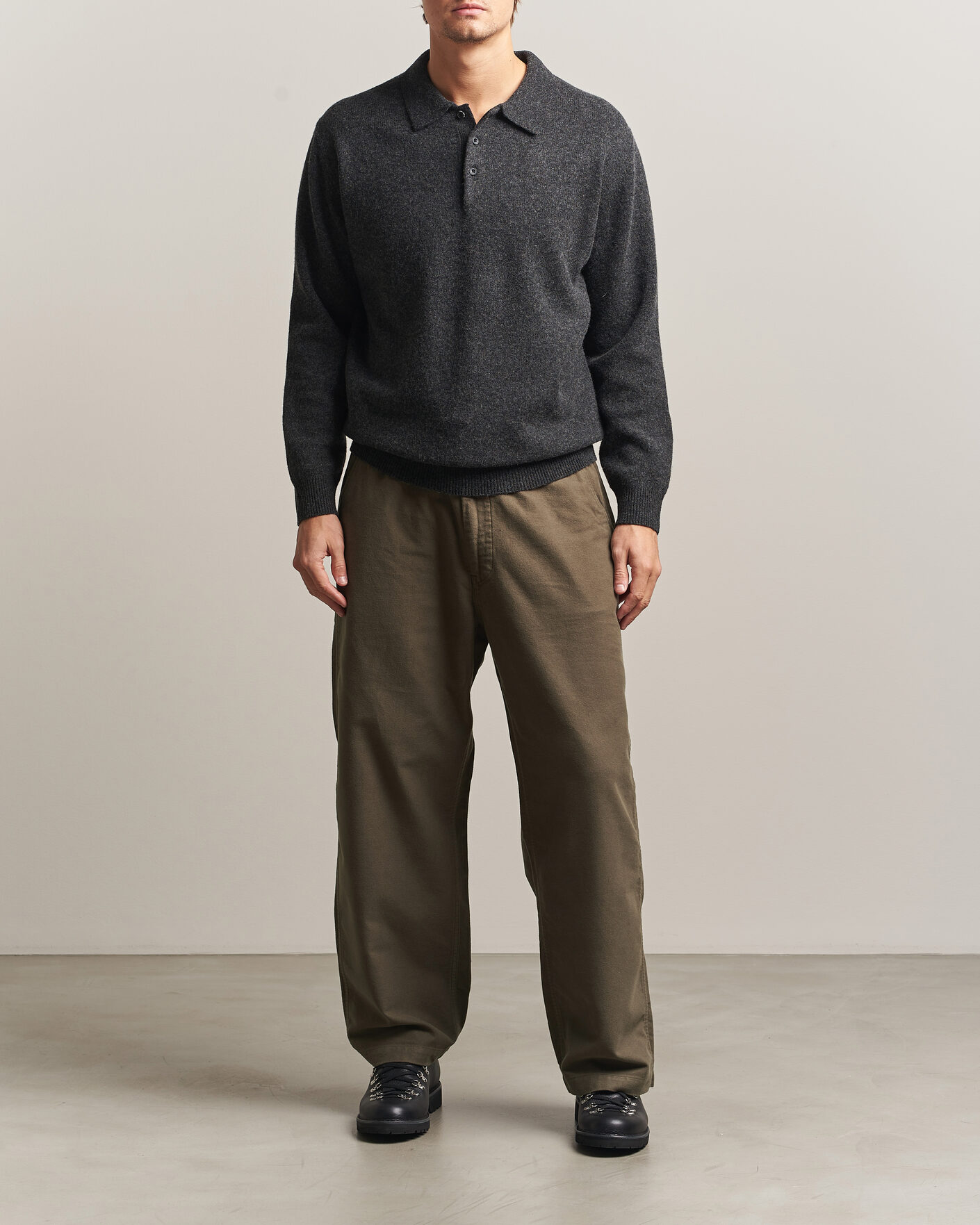 Uomini | Pantaloni | orSlow | Wide Fit New Yorker Brushed Trousers Moss Gray