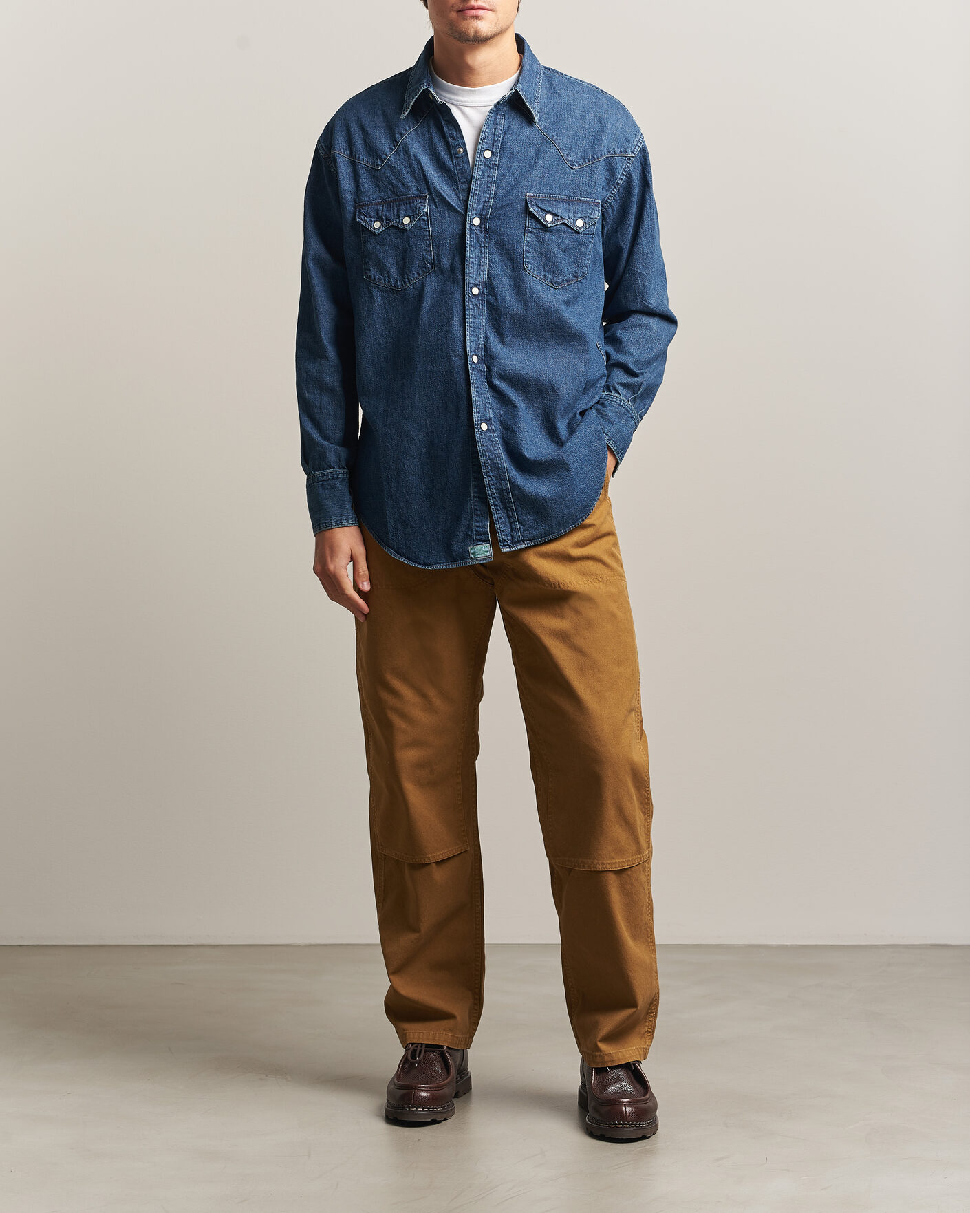 Uomini | Camicie | orSlow | Denim Western Shirt Vintage Indigo
