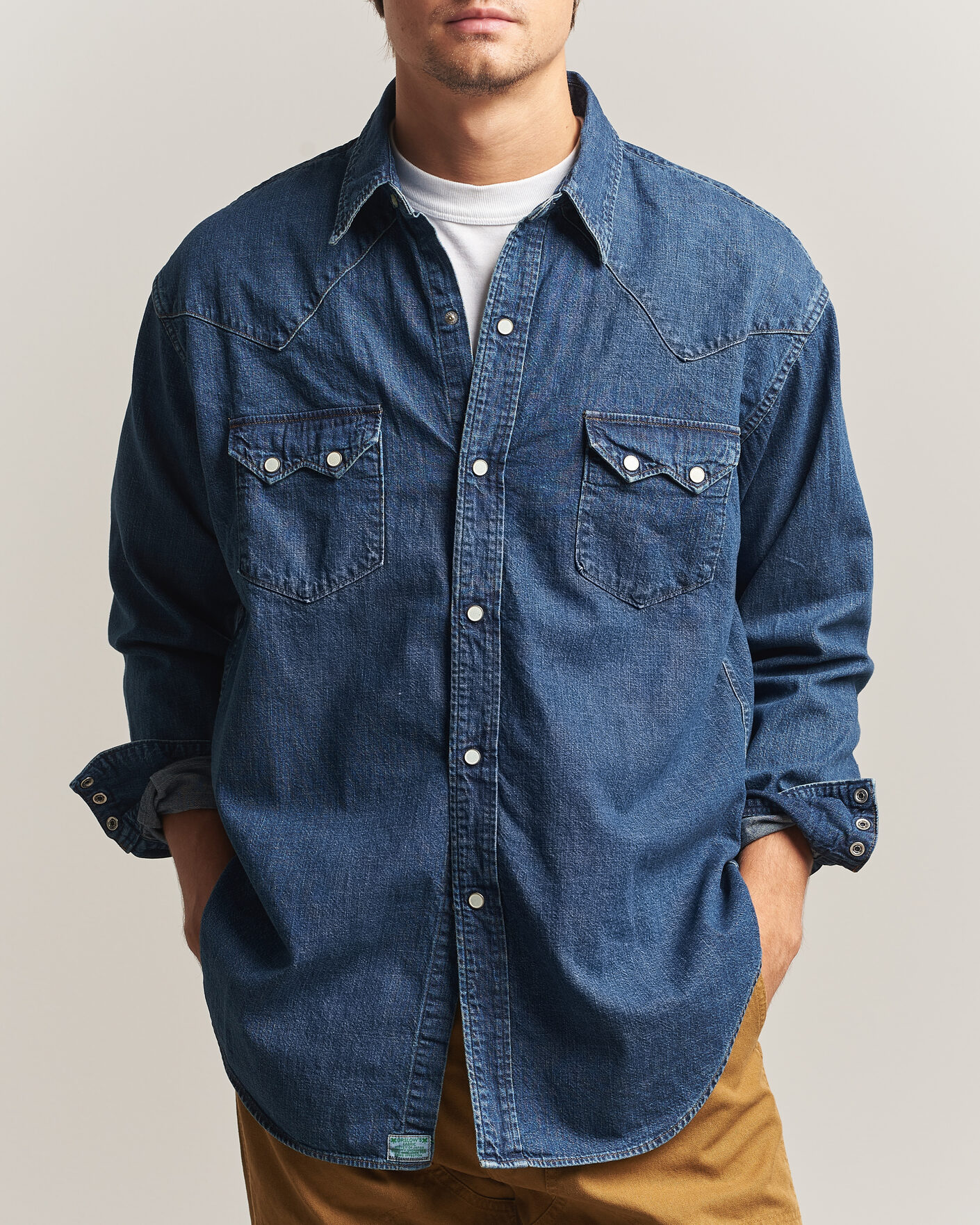 Uomini | Camicie | orSlow | Denim Western Shirt Vintage Indigo
