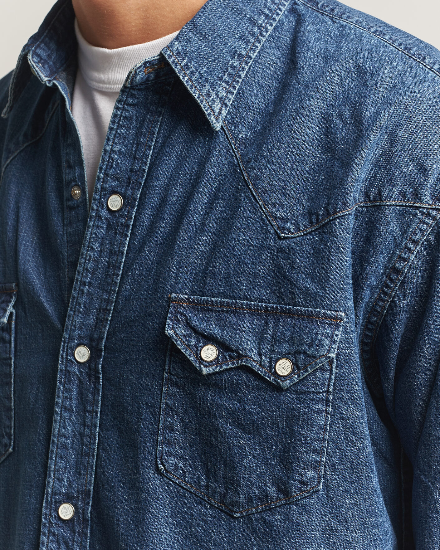 Uomini | Camicie | orSlow | Denim Western Shirt Vintage Indigo