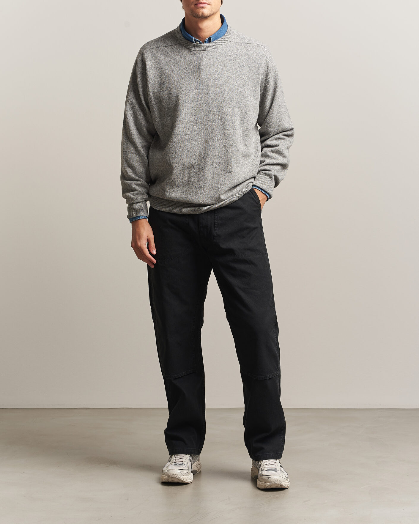 Uomini | Maglieria | orSlow | Simple Crew Neck Sweater Light Grey