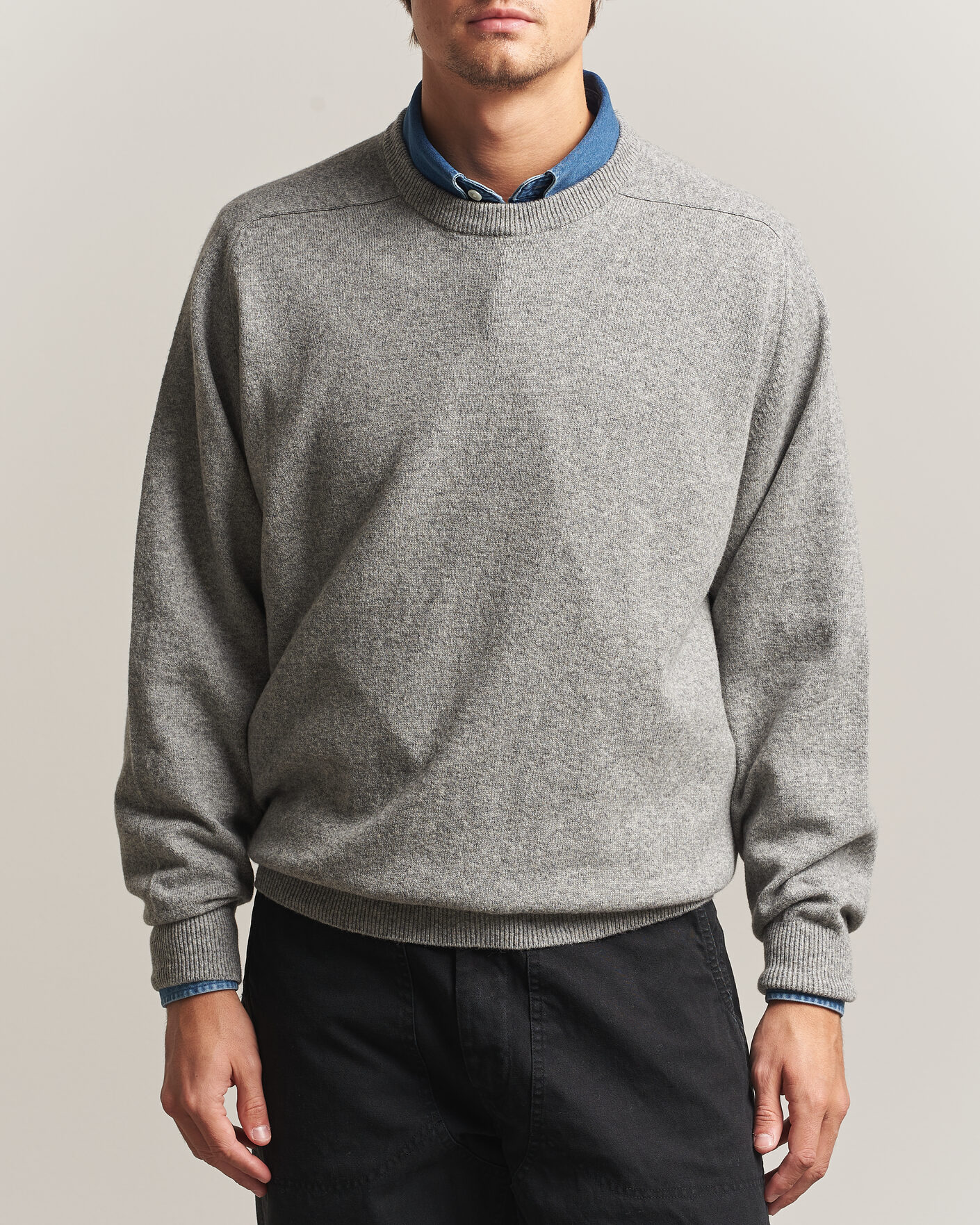 Uomini | Maglieria | orSlow | Simple Crew Neck Sweater Light Grey