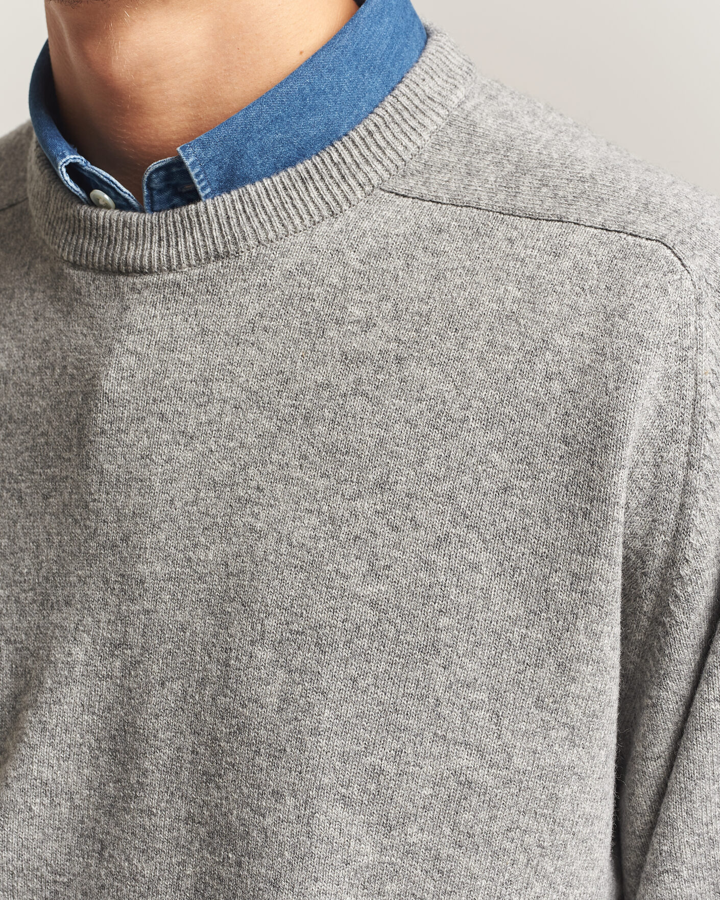Uomini | Maglieria | orSlow | Simple Crew Neck Sweater Light Grey
