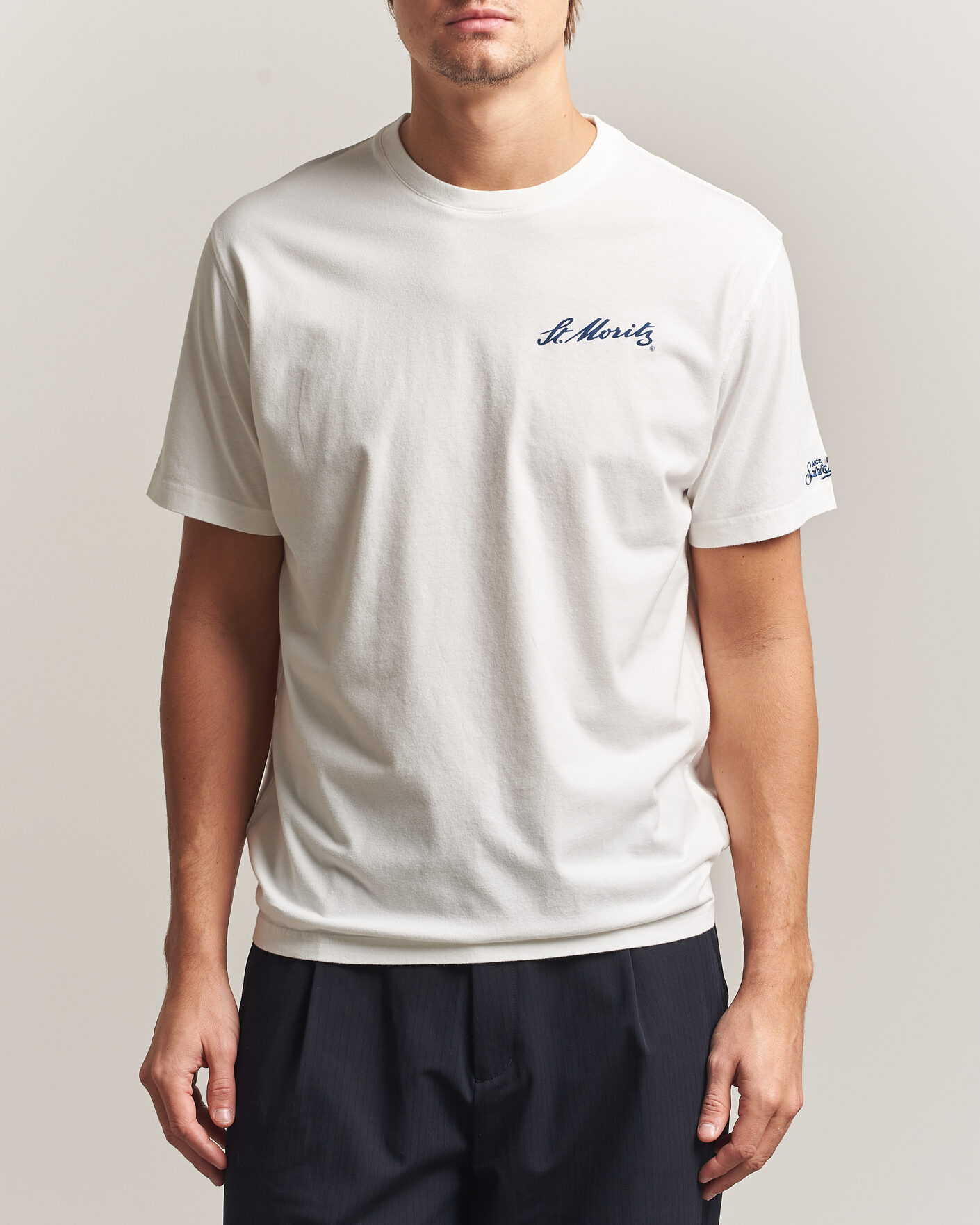 Uomini | T-shirt | MC2 Saint Barth | Back Printed Cotton T-Shirt St Moritz Racing