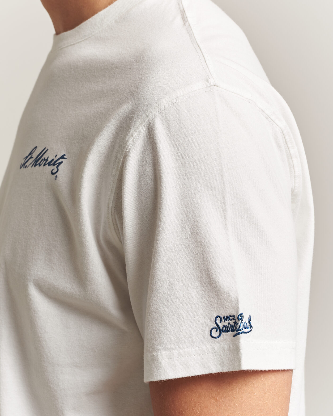 Uomini | T-shirt | MC2 Saint Barth | Back Printed Cotton T-Shirt St Moritz Racing