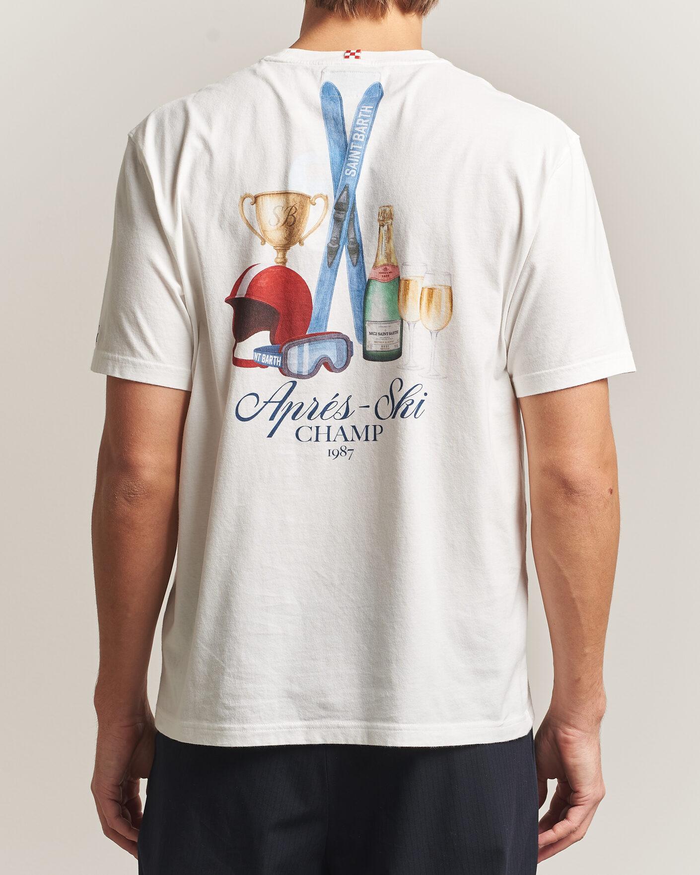 Uomini | T-shirt | MC2 Saint Barth | Back Printed Cotton T-Shirt Ski Post Race