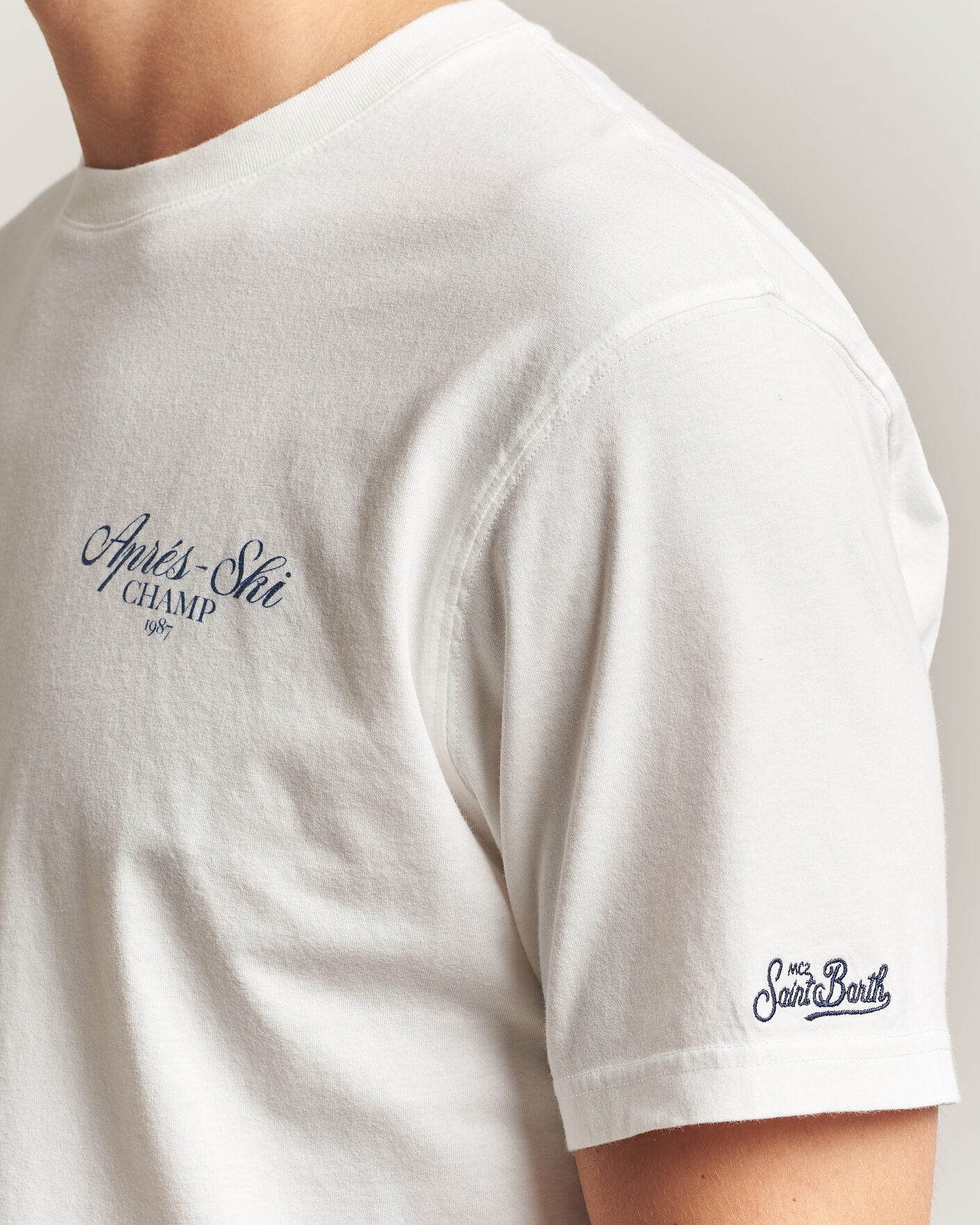 Uomini | T-shirt | MC2 Saint Barth | Back Printed Cotton T-Shirt Ski Post Race