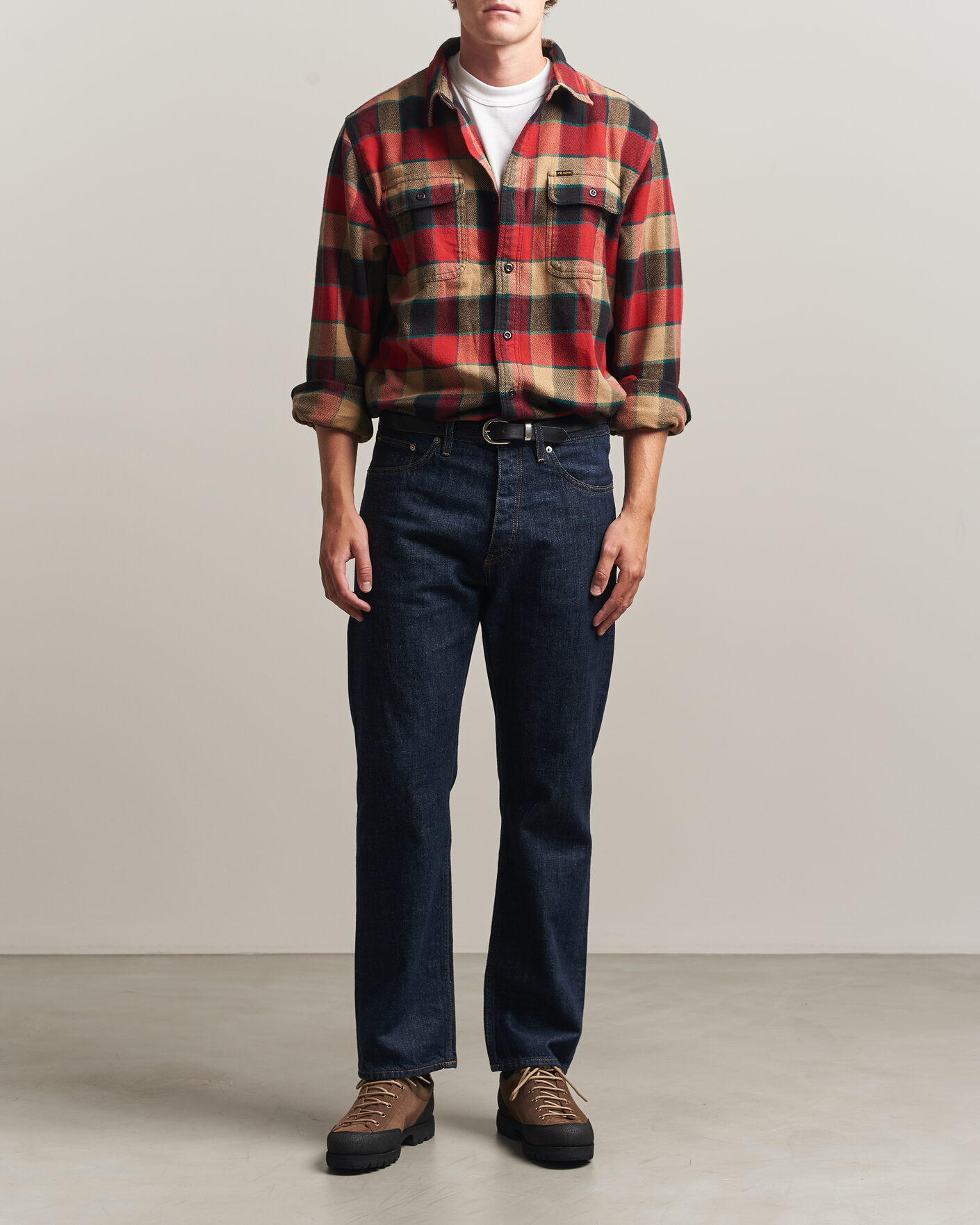 Uomini | Camicie | Filson | Vintage Flannel Work Shirt Red/Cream