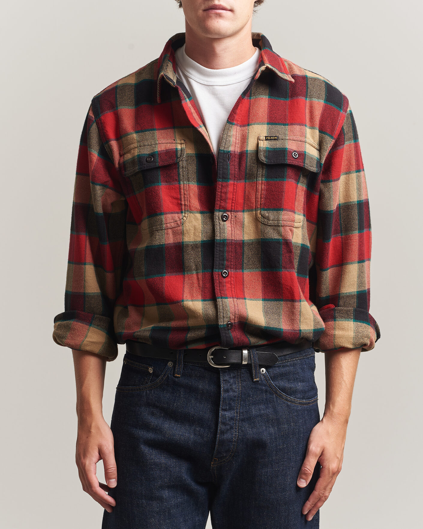 Uomini | Camicie | Filson | Vintage Flannel Work Shirt Red/Cream