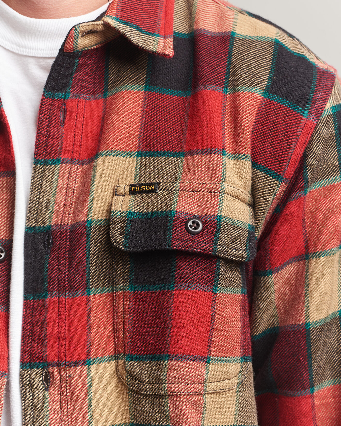Uomini | Camicie | Filson | Vintage Flannel Work Shirt Red/Cream