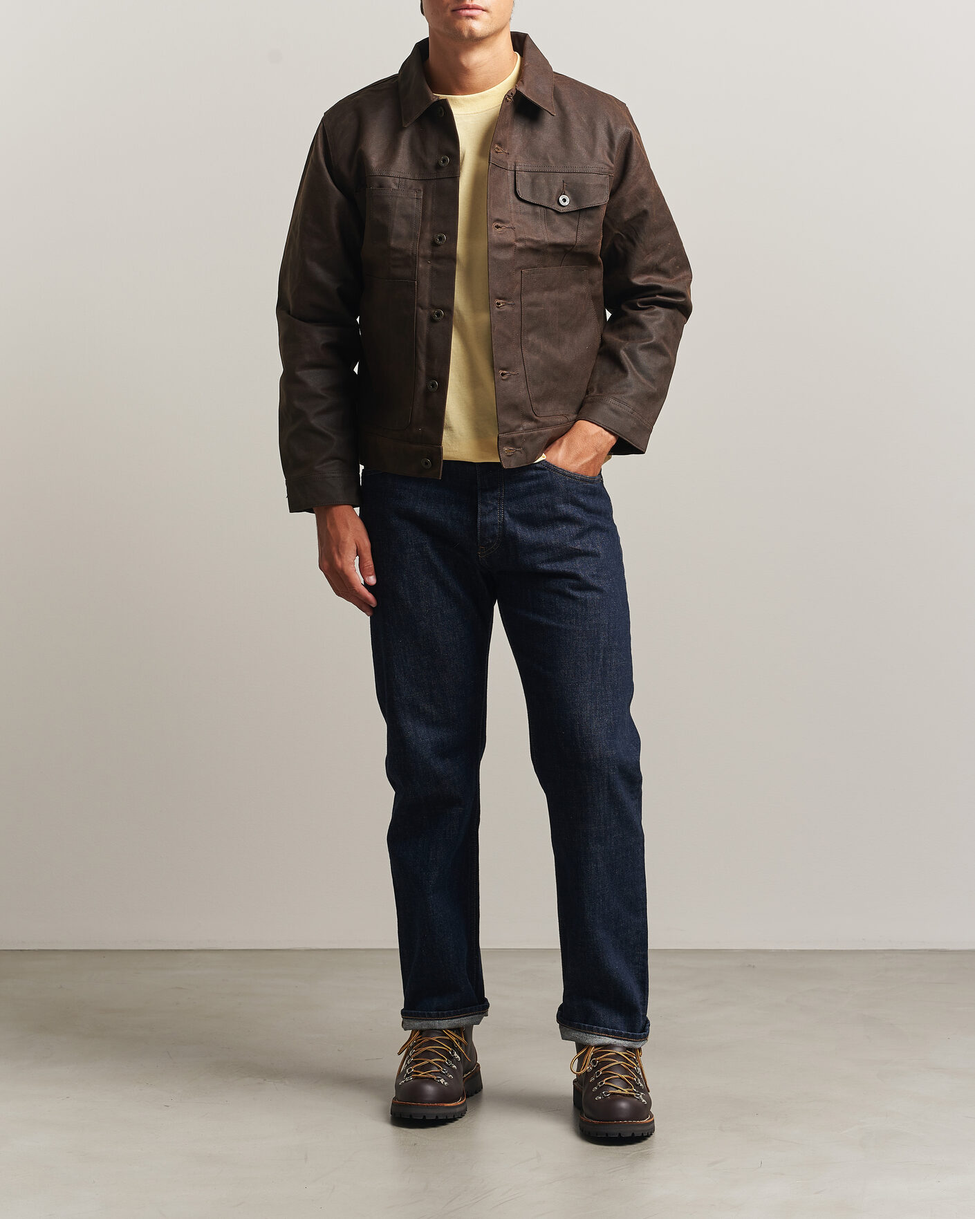 Uomini | Giacche | Filson | Short Lined Tin Cloth Cruiser Dark Brown