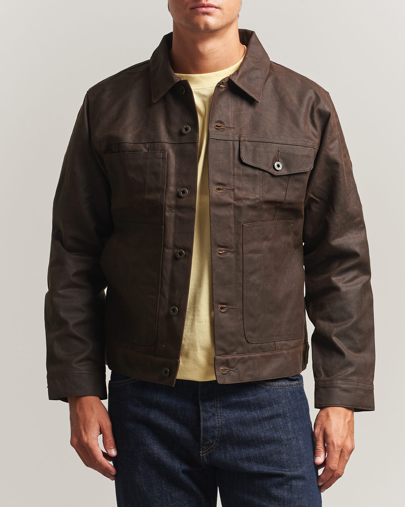 Uomini | Giacche | Filson | Short Lined Tin Cloth Cruiser Dark Brown