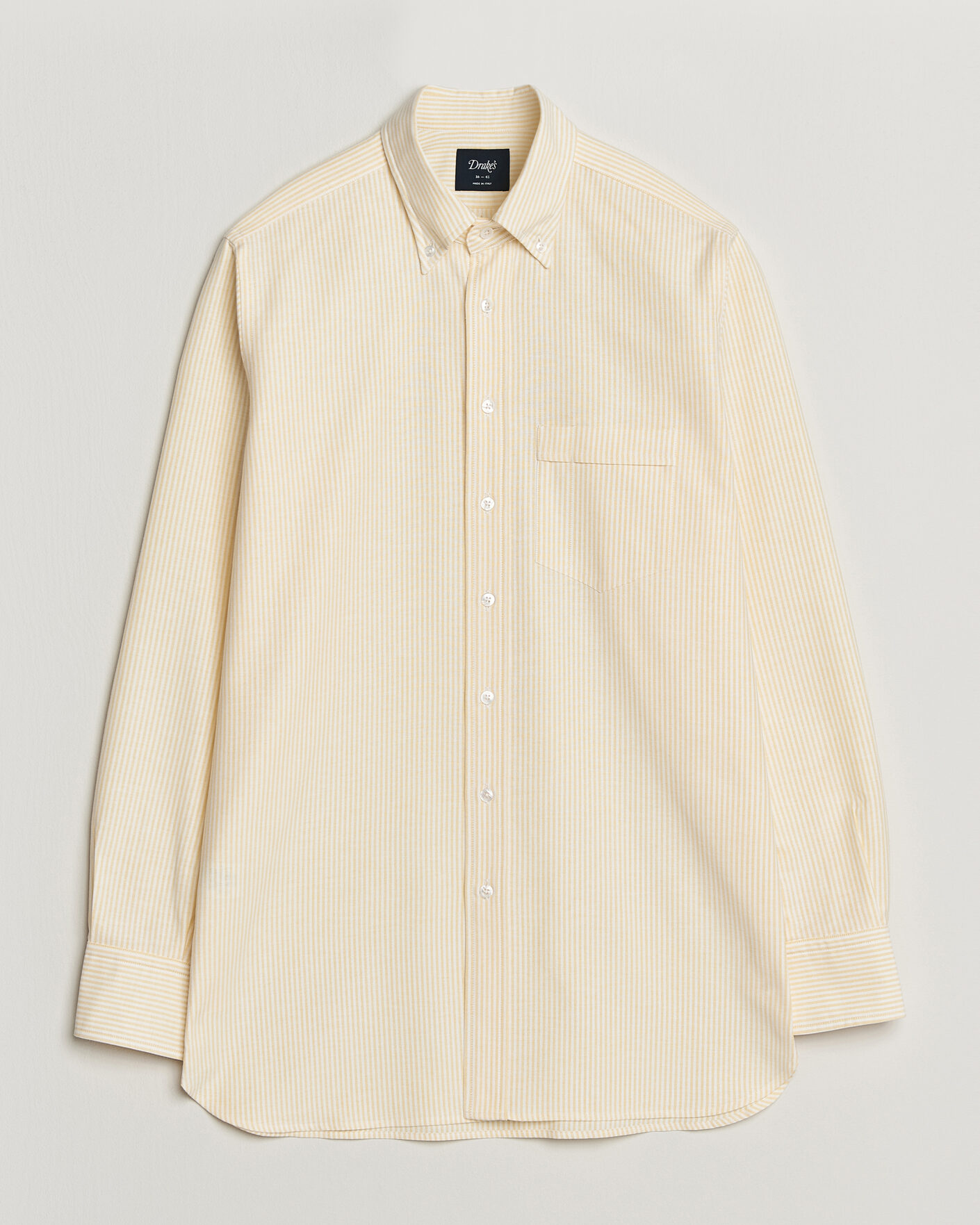 Uomini | Camicie | Drake's | Striped Button Down Oxford Shirt Yellow