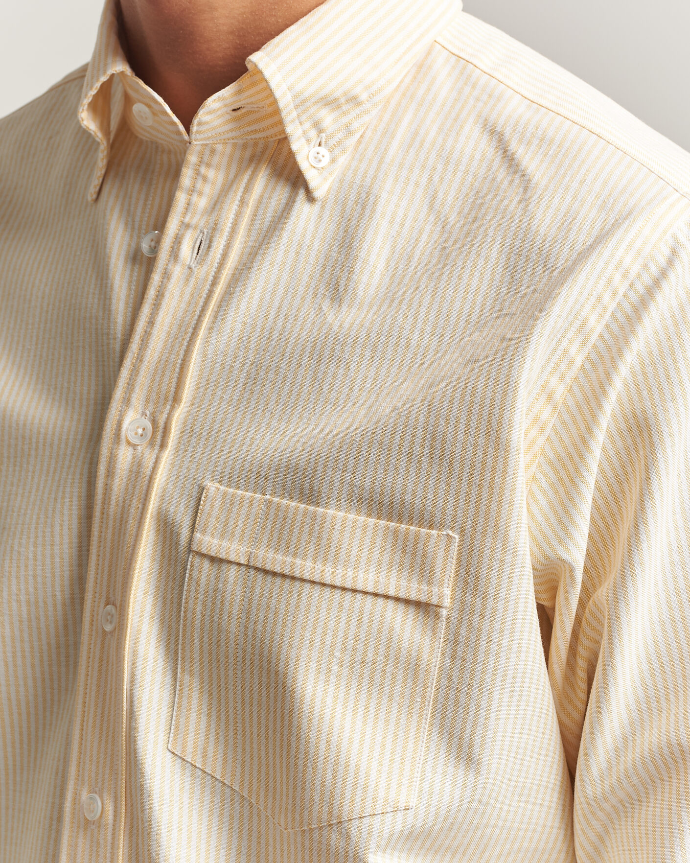 Uomini | Camicie | Drake's | Striped Button Down Oxford Shirt Yellow