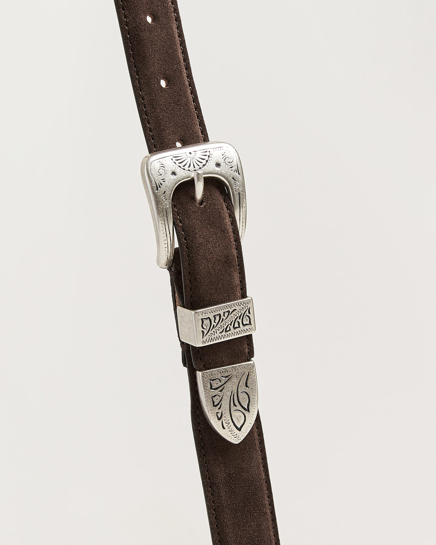 Uomini | Cinture | Drake's | Suede Western Belt Dark Brown