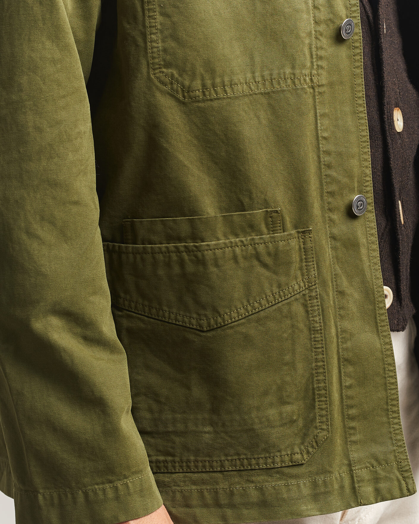 Uomini | Giacche | Drake's | Duck Cotton Canvas Chore Jacket Olive