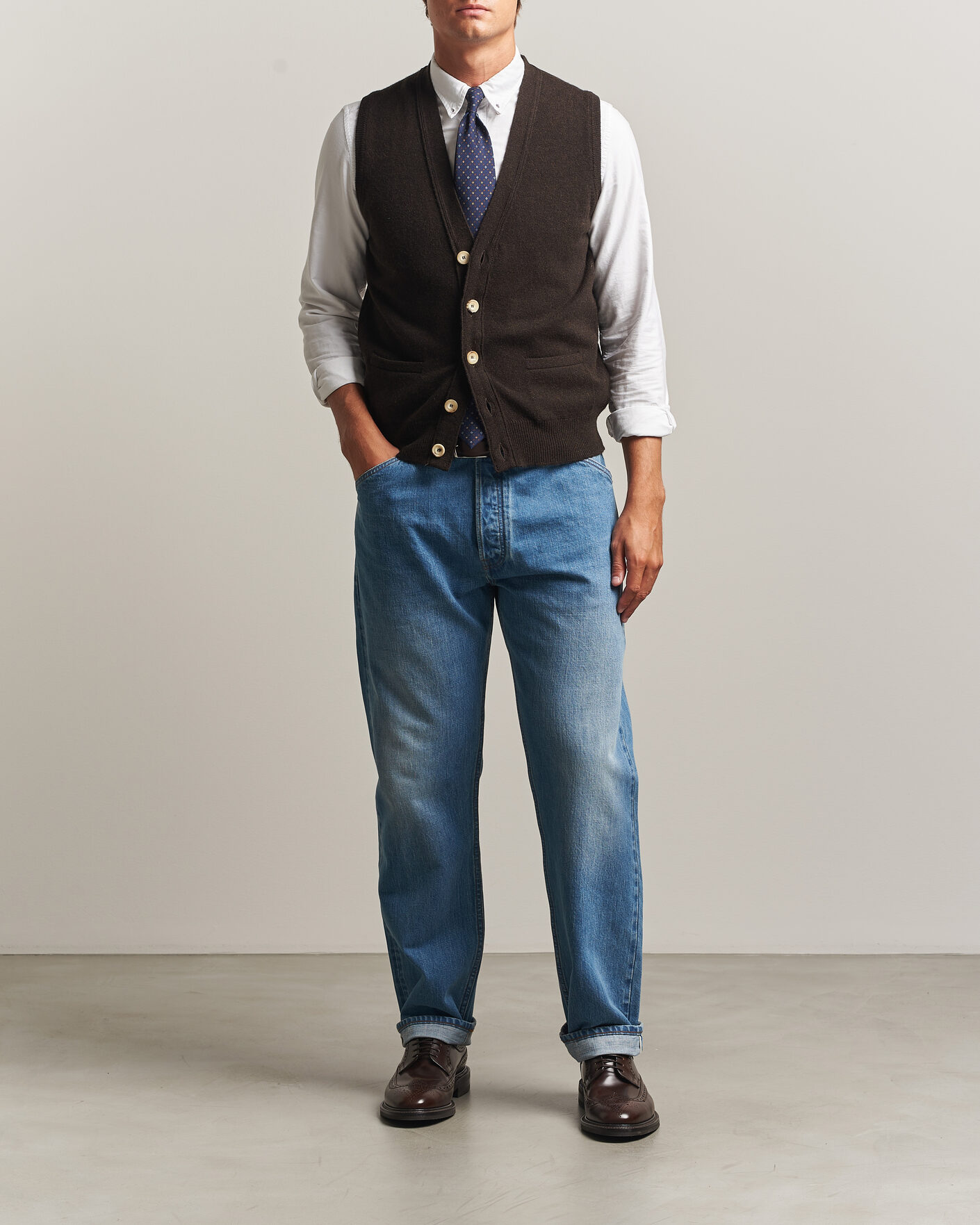 Uomini | Jeans | Drake's | 5-Pocket Japanese Selvedge Denim Stone Wash